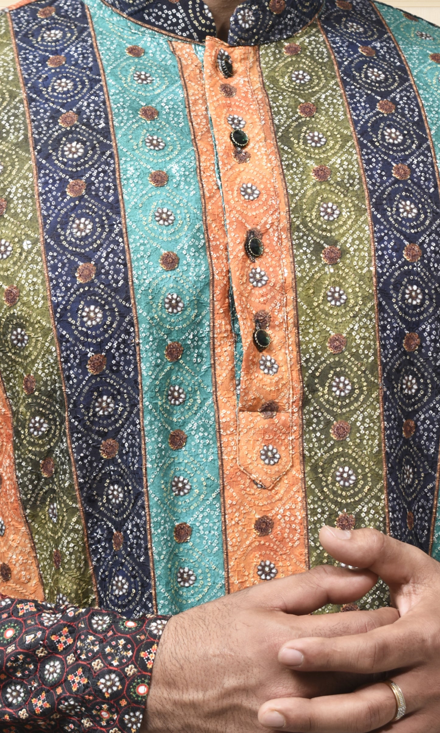 Multicolor Bohemian Royale Kurta with Rustic Charm