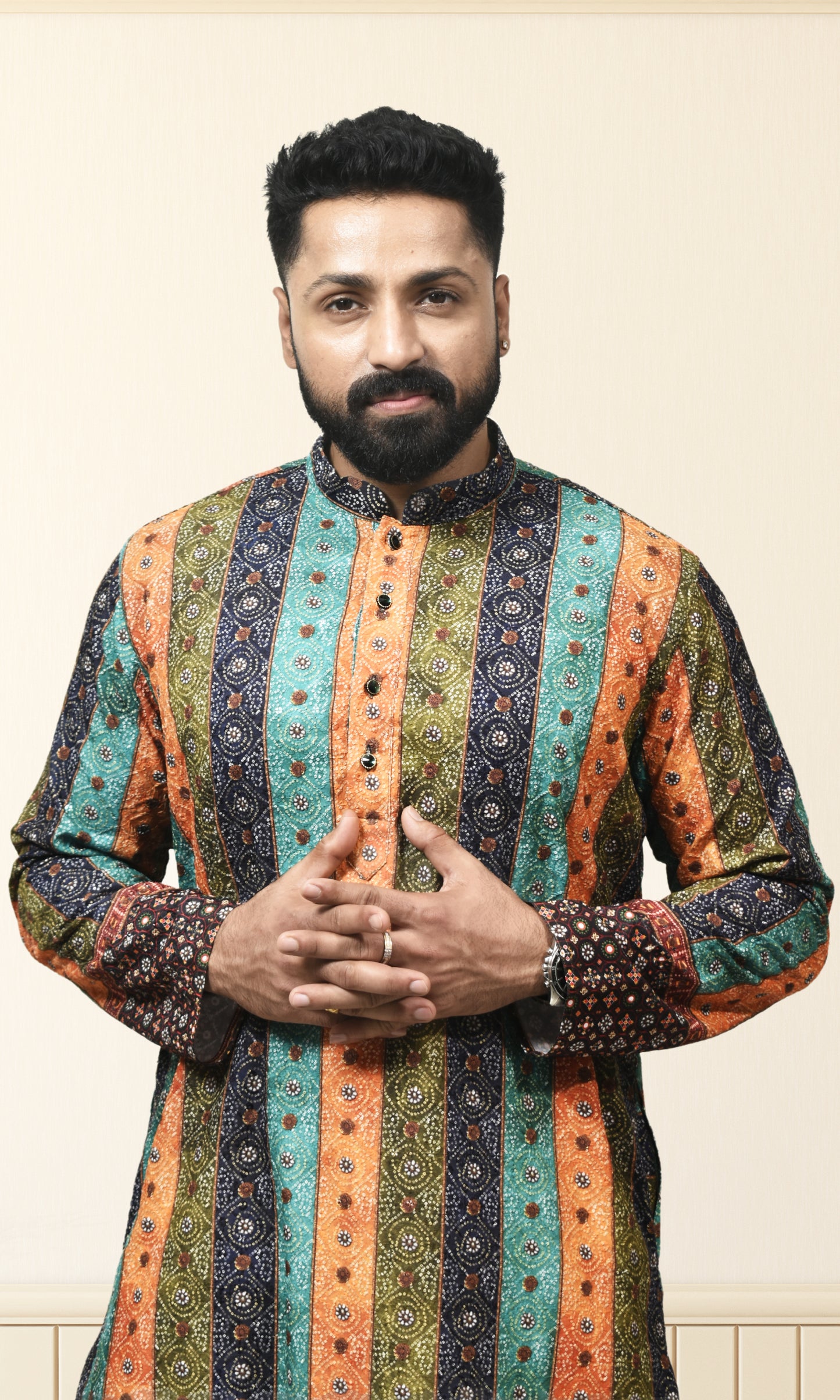 Multicolor Bohemian Royale Kurta with Rustic Charm