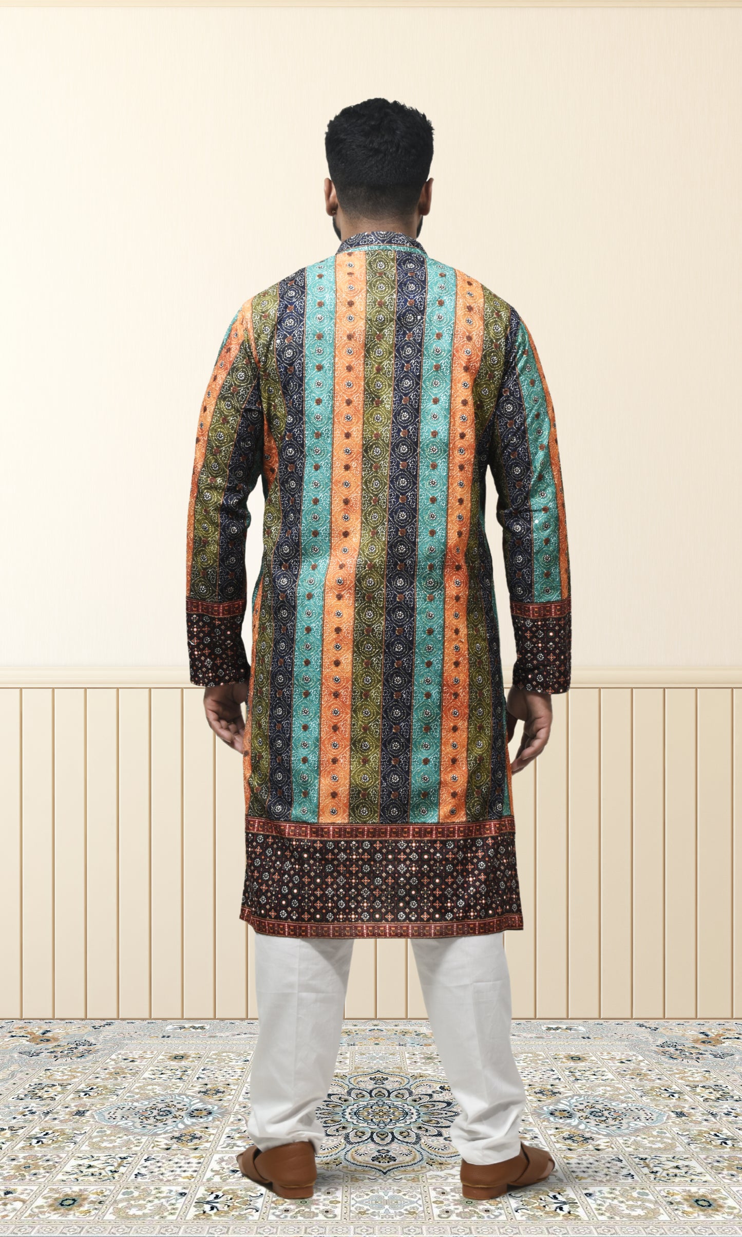 Multicolor Bohemian Royale Kurta with Rustic Charm