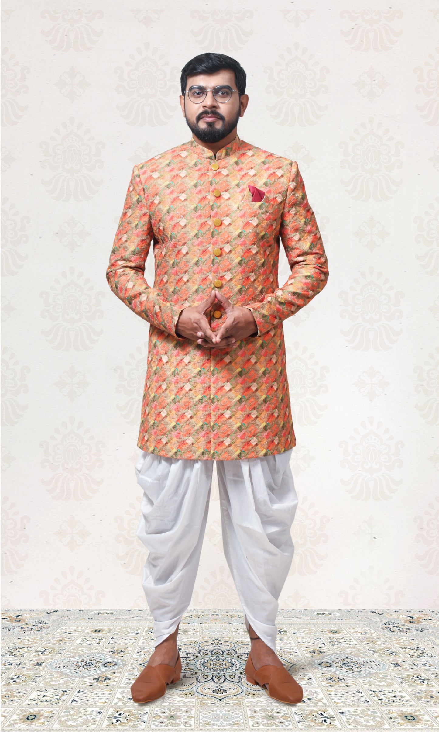 Autumn Blaze Indo-Western with Gilded Weave Embroidery
