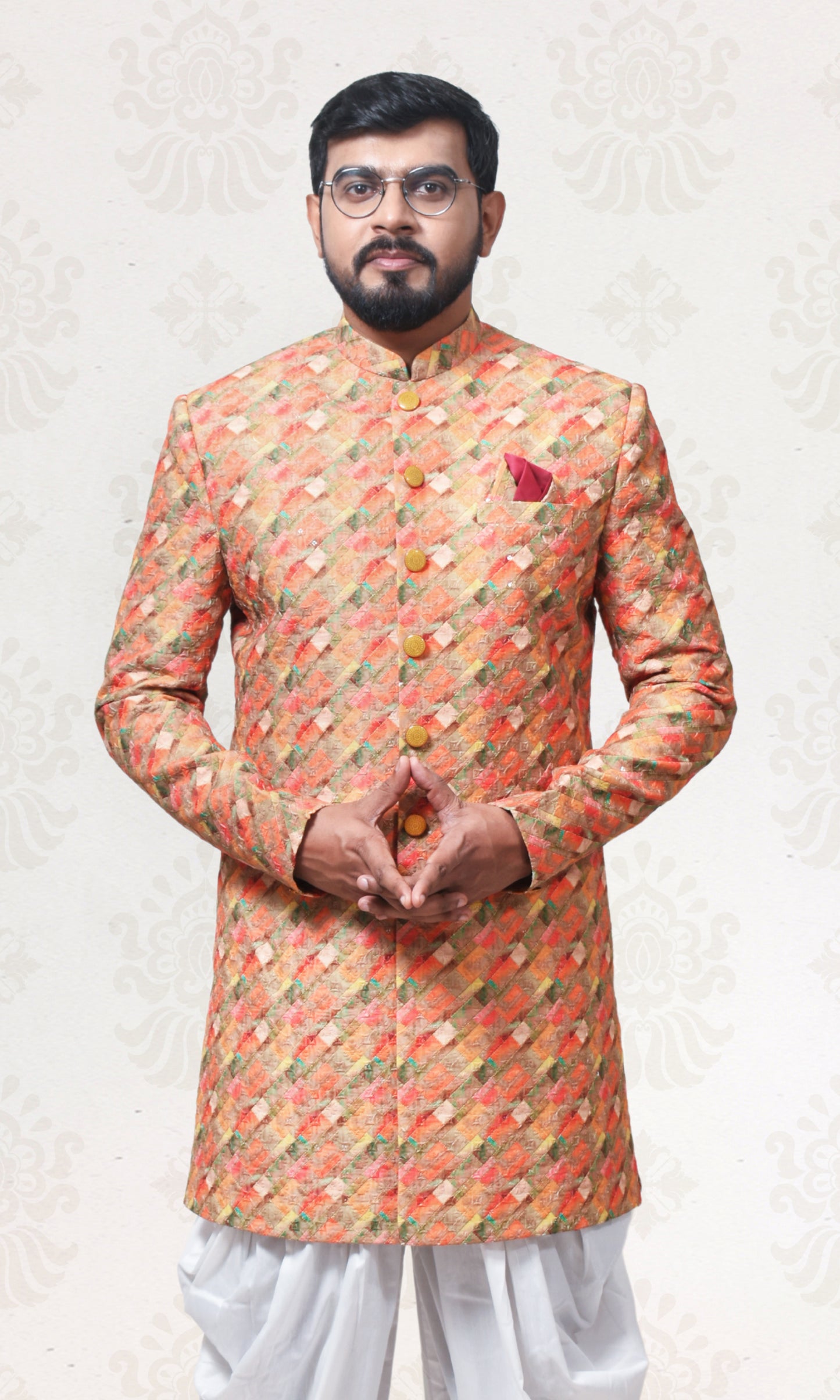 Autumn Blaze Indo-Western with Gilded Weave Embroidery