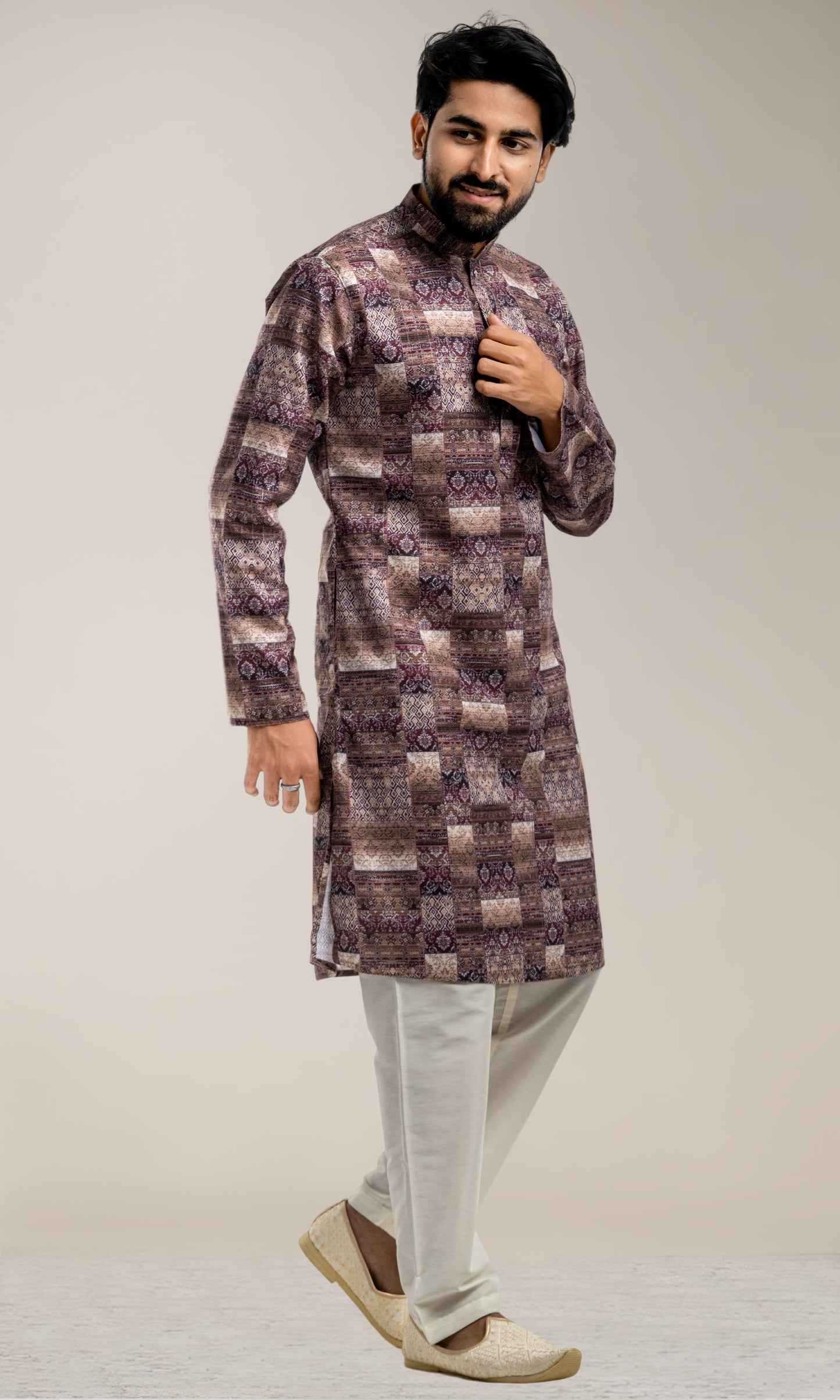 WINE ABSTRACT PRINTED KURTA