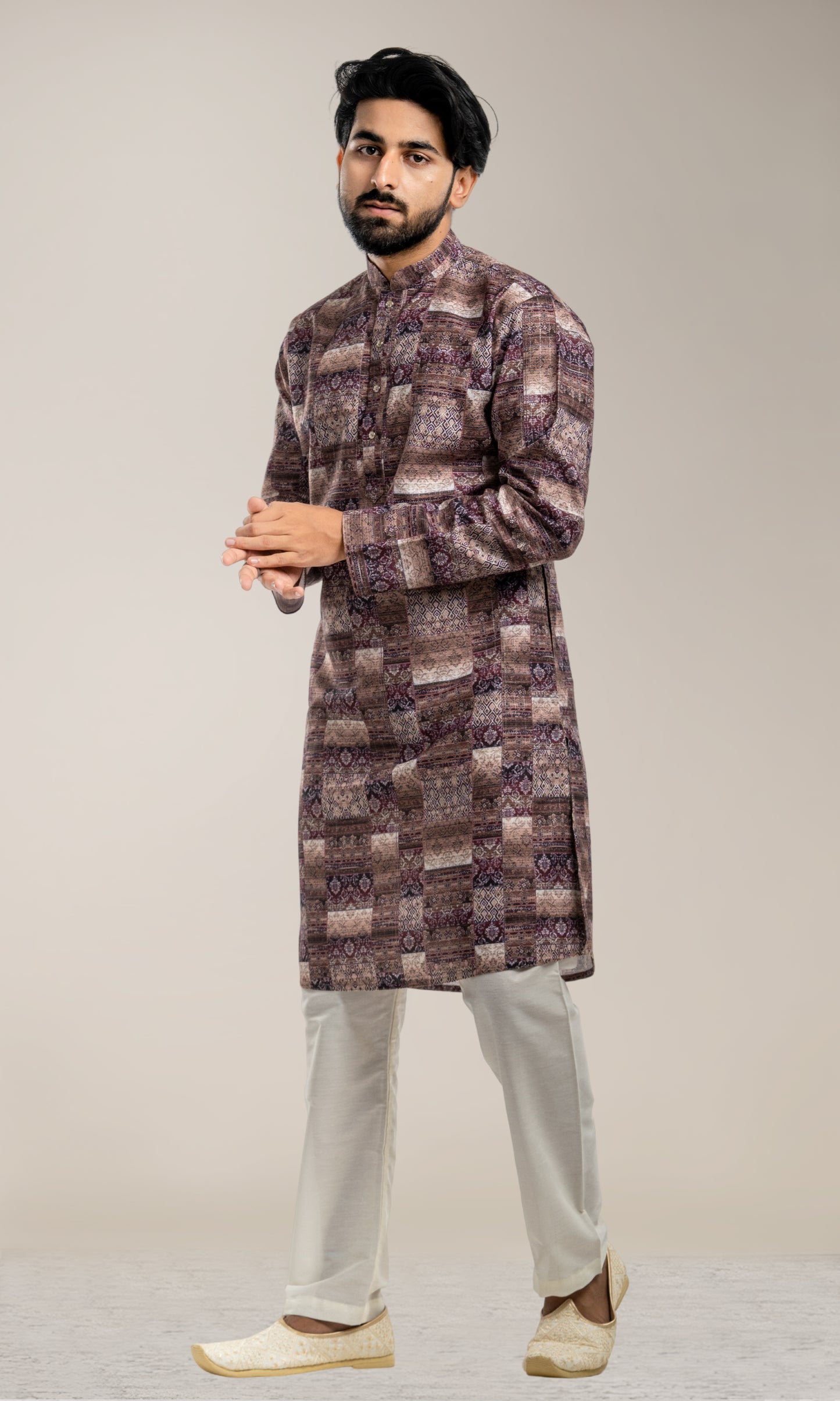 WINE ABSTRACT PRINTED KURTA
