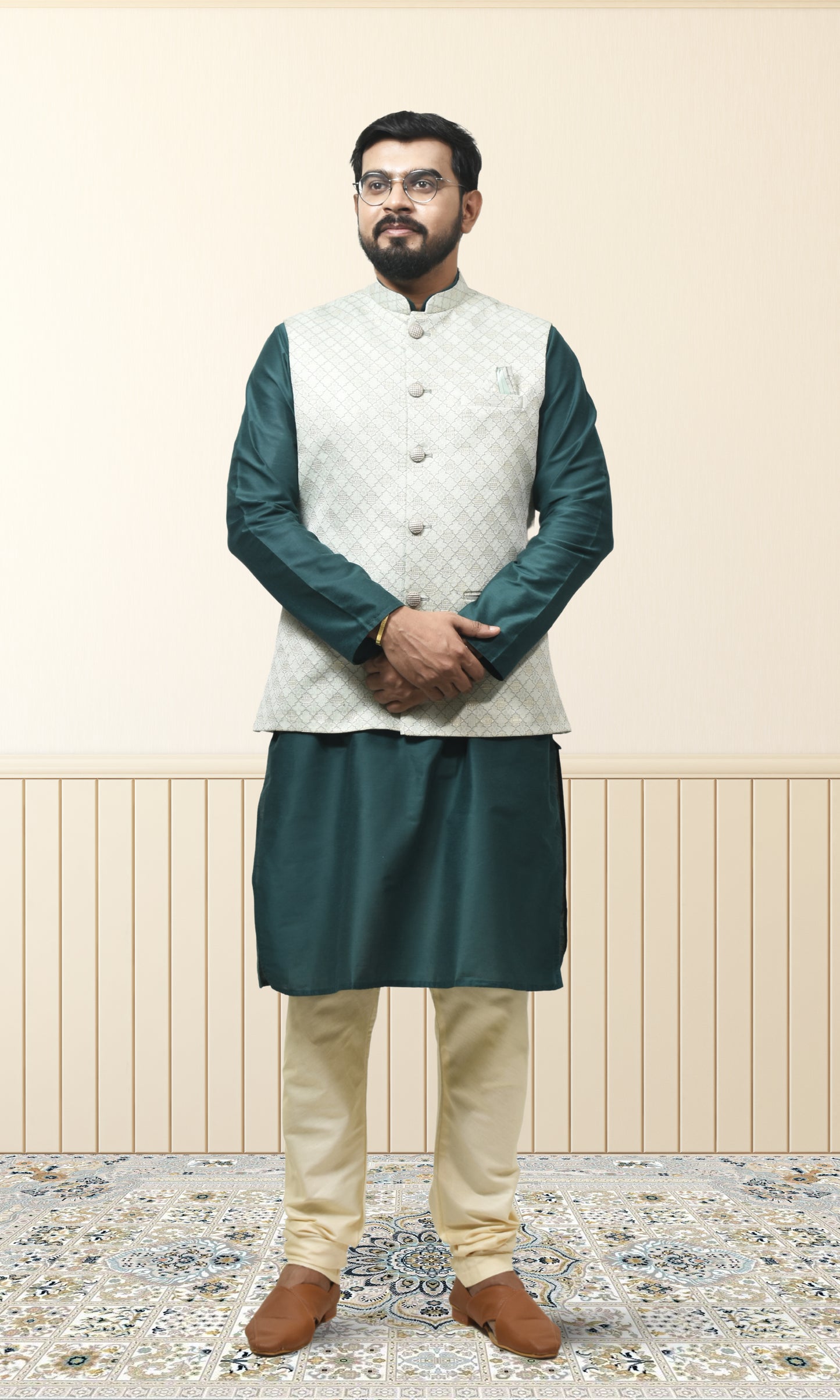 Pista & Minty Green Indo-Western with Ornate Jaal Embroidery