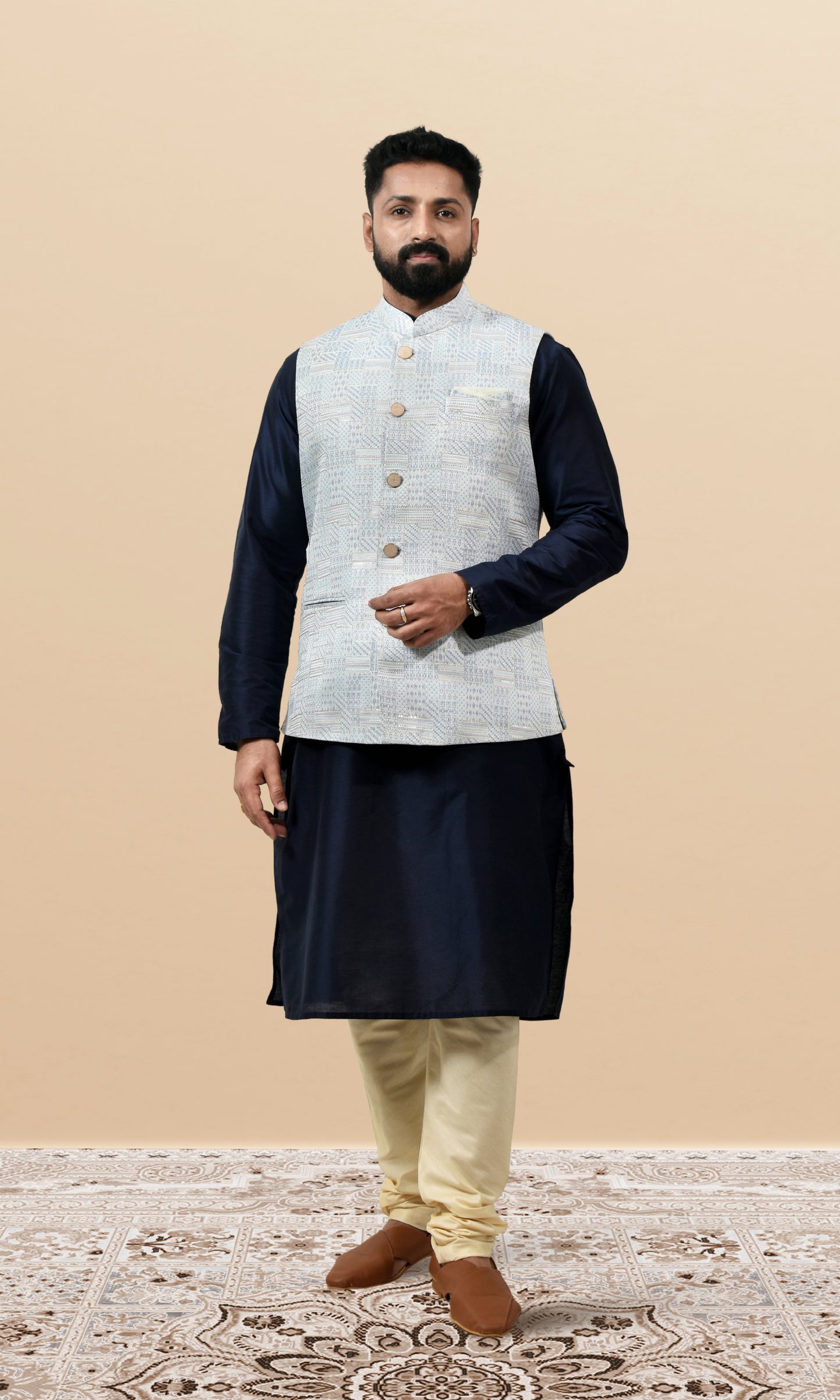 Ice Blue Prism Jacket with Enchanted Sequin Weave