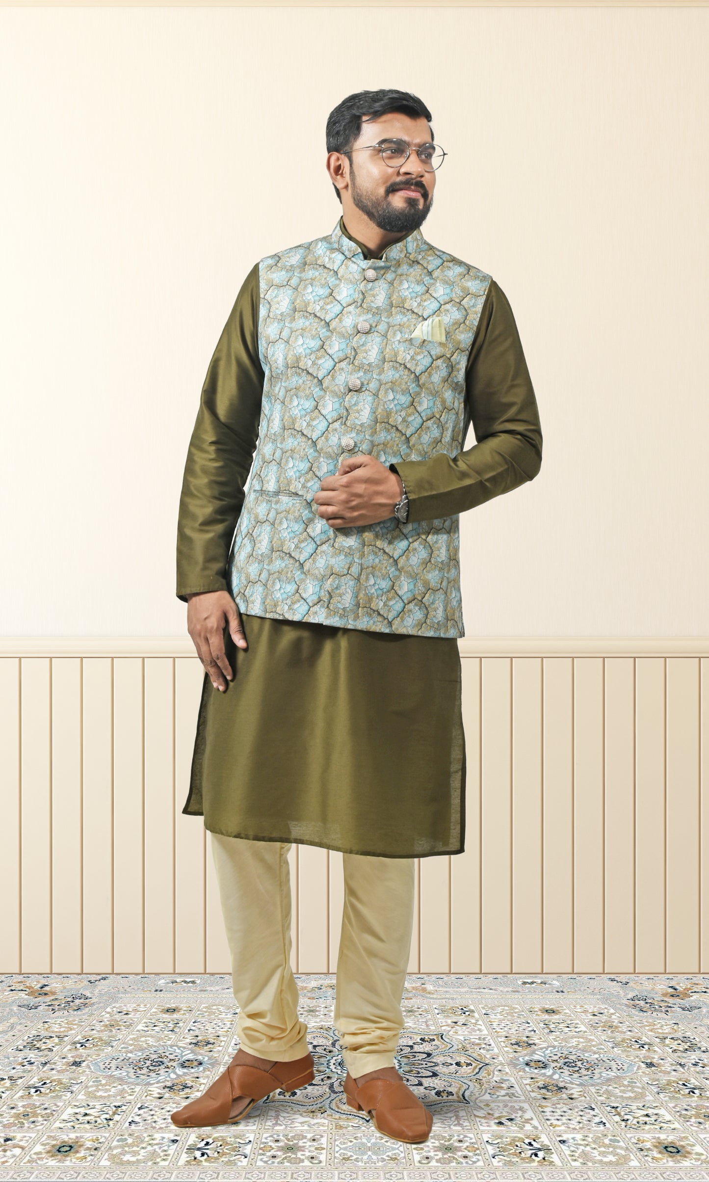 Mystic Teal Verdant Riftstone Jacket with Luminescent Gold Webbing
