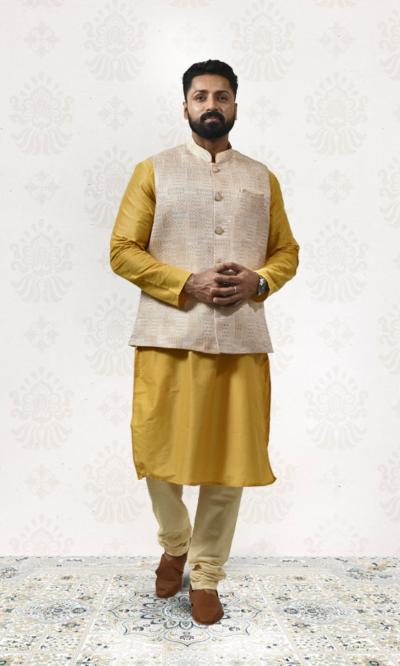 Ivory With Golden Prism Jacket with Enchanted Sequin Weave