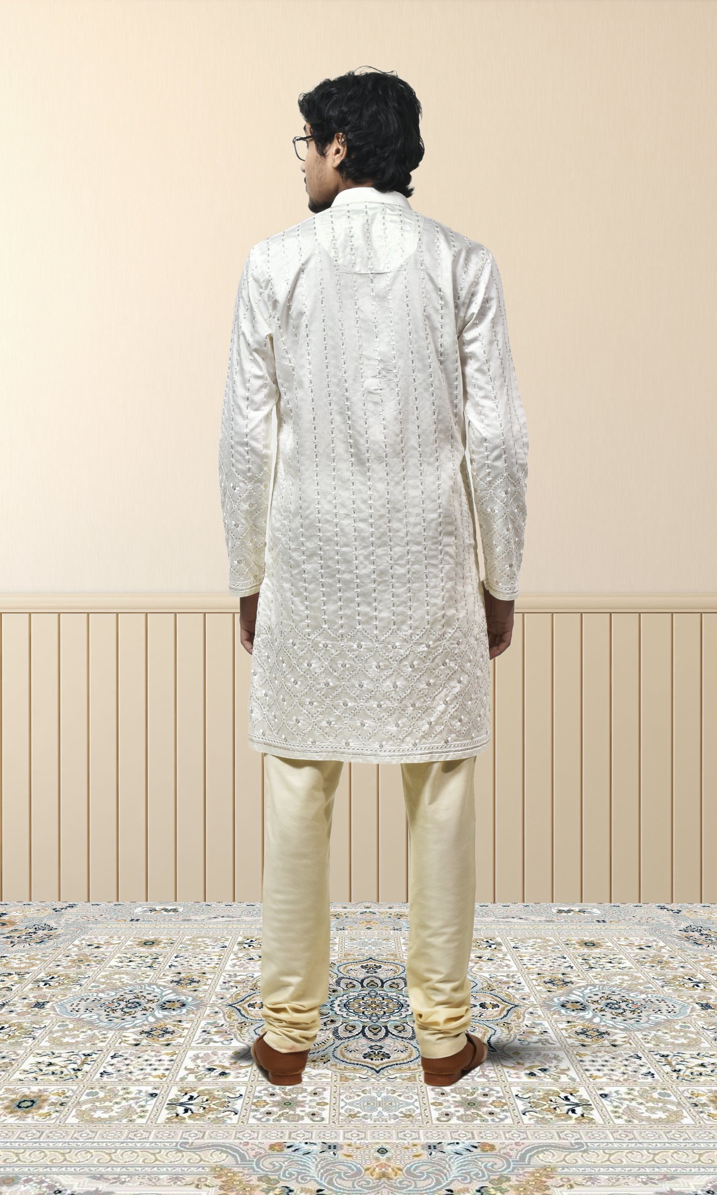 Ivory Kurta with Luminous Gold Embroidery