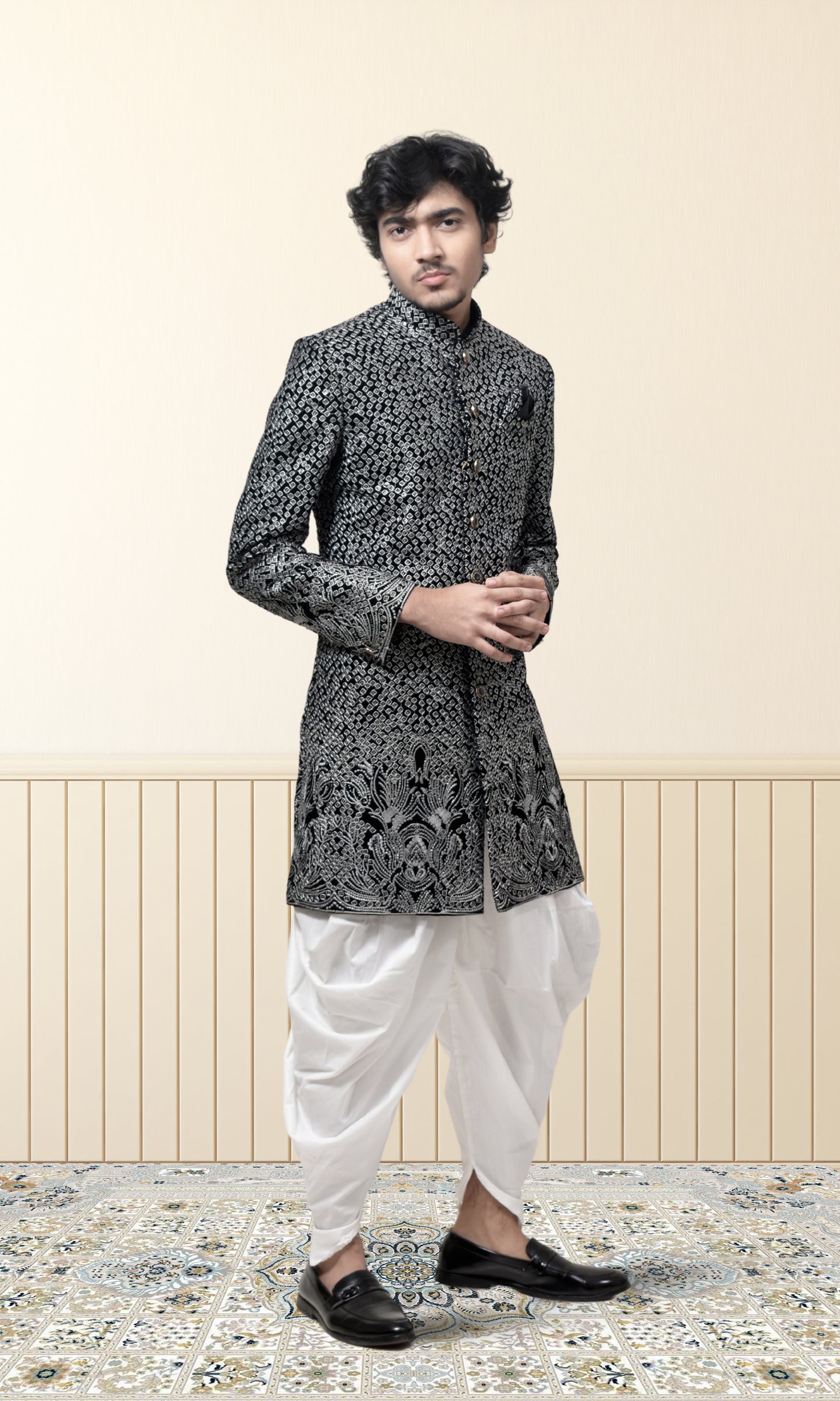 Obsidian Majesty Indo-Western with Auric Weave Detailing