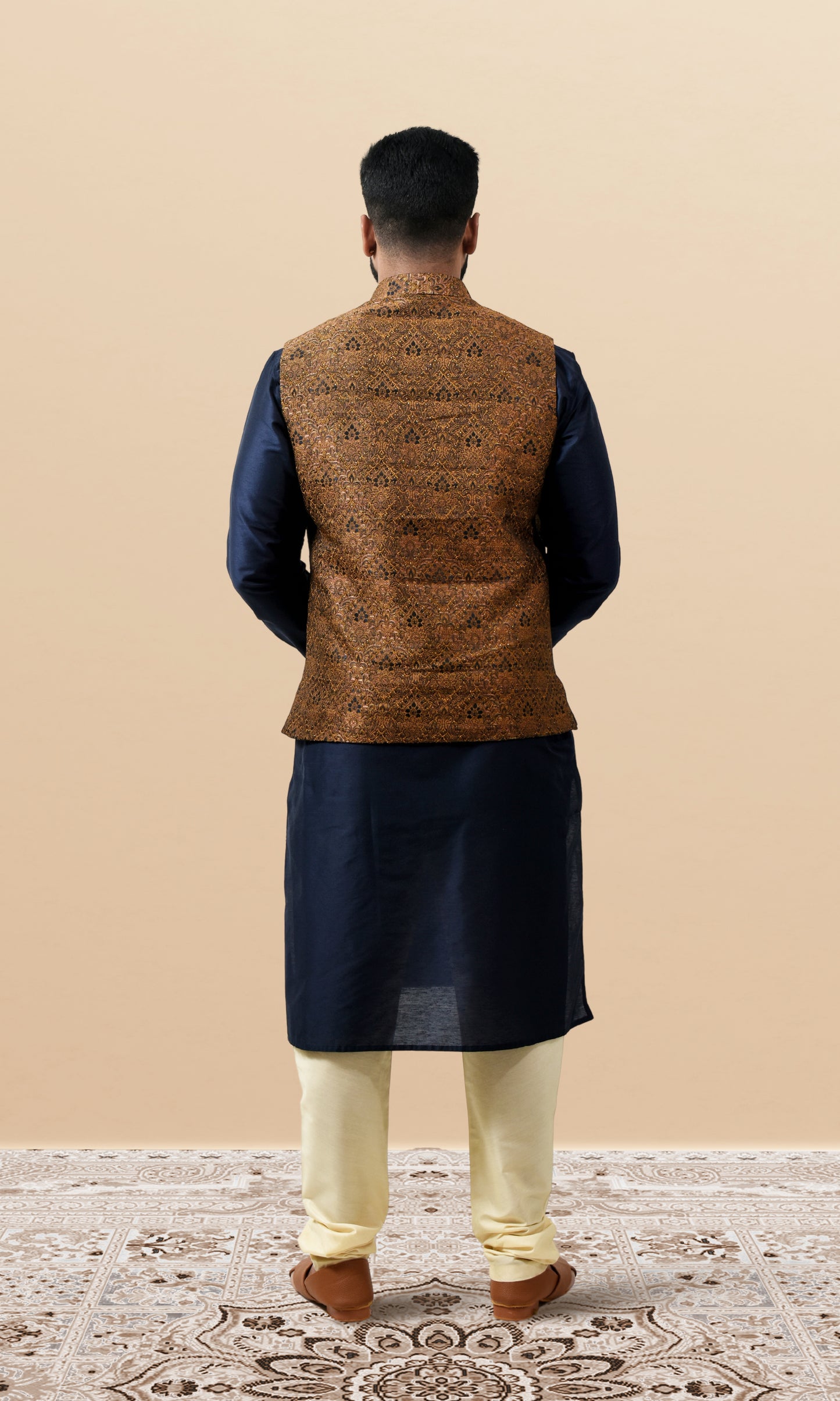 Golden Marigold Jacket with Intricate Paisley Weave