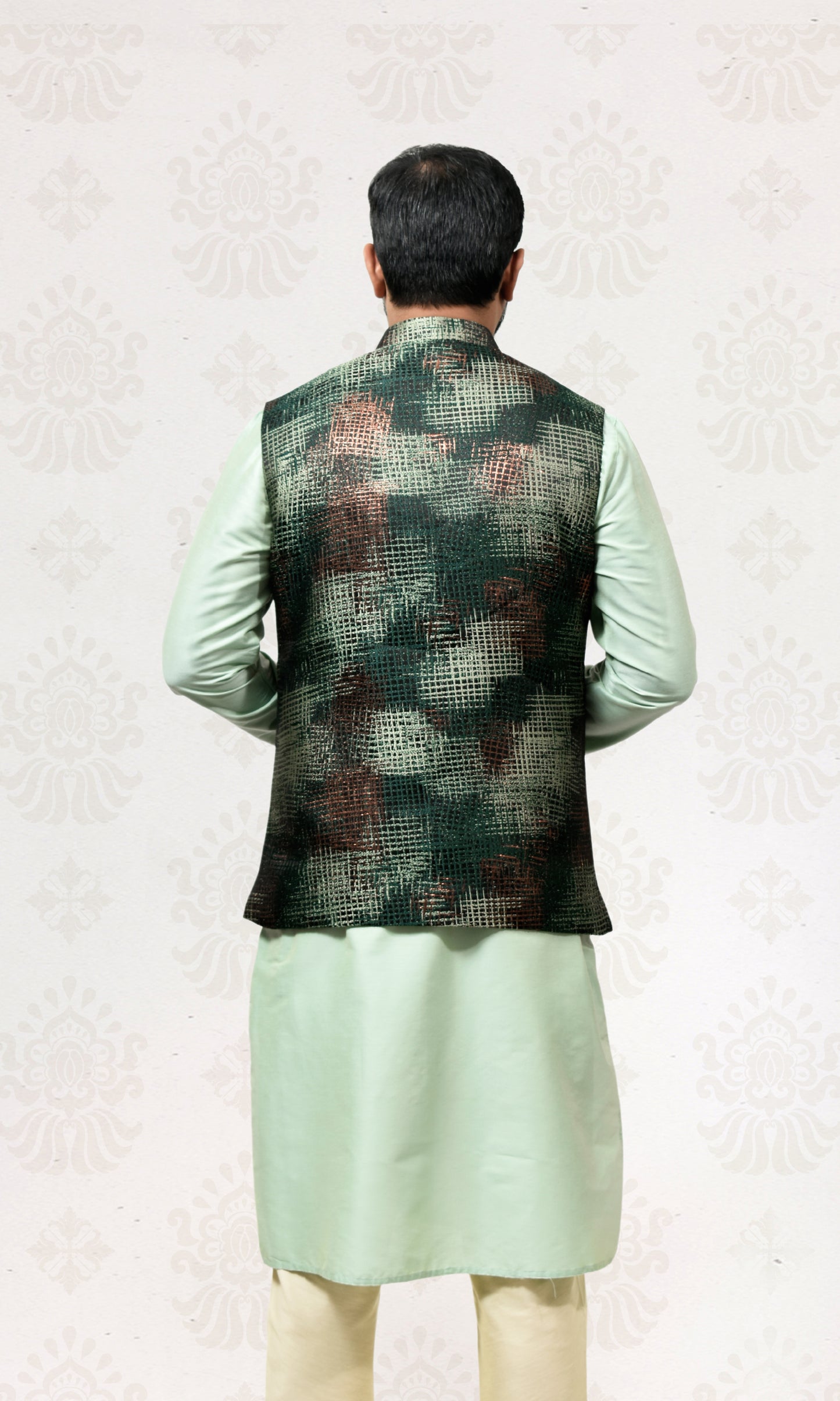 Forest green Jacket with a Shimmering crosshatch design