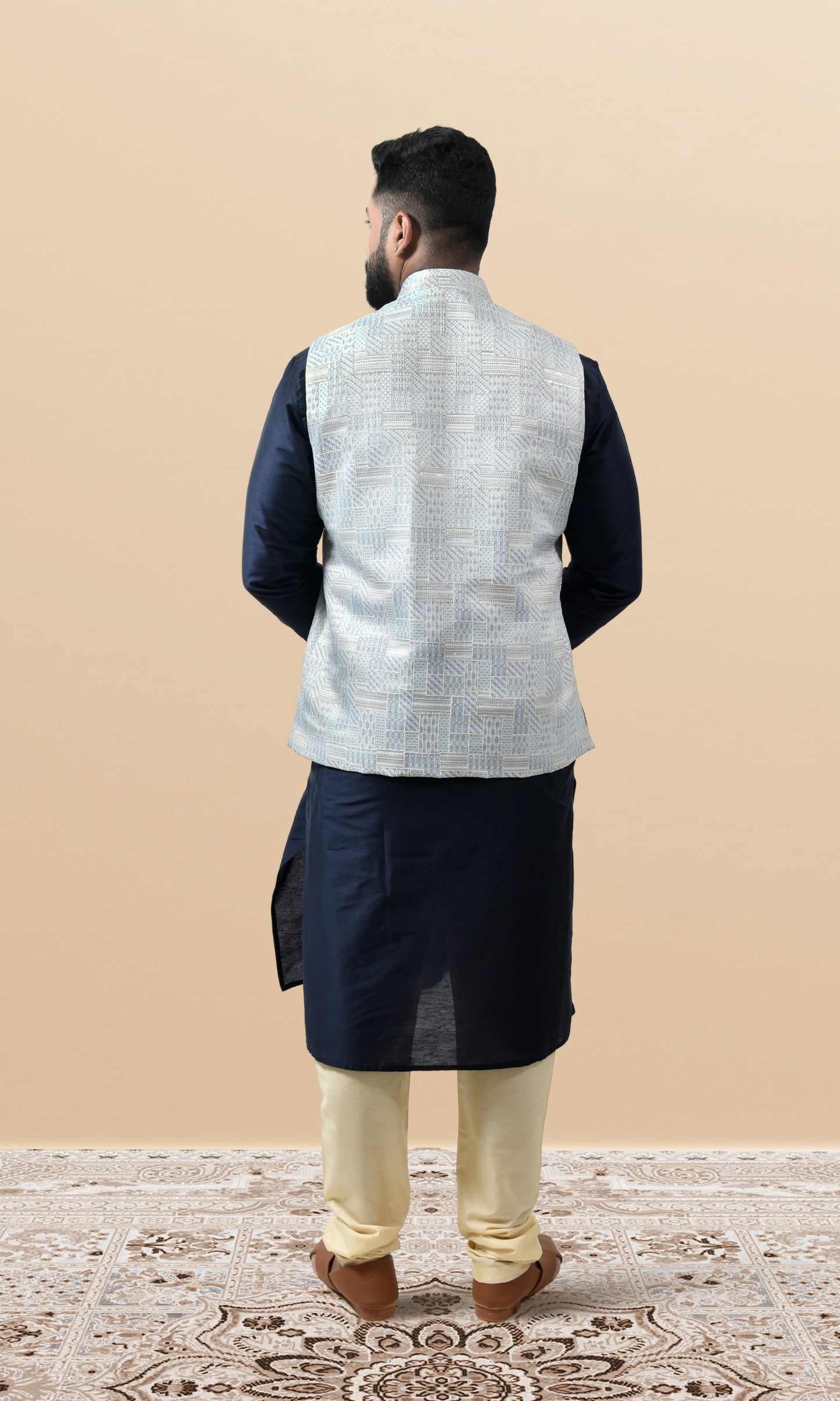 Ice Blue Prism Jacket with Enchanted Sequin Weave