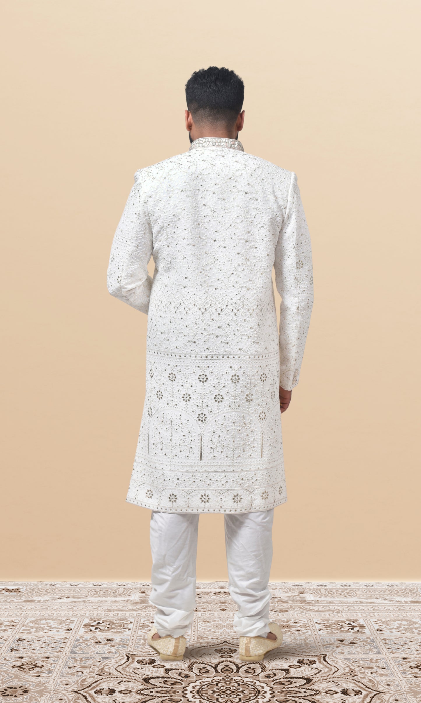 Ivory Gold Royal Embroidered Sherwani with Regal Detailing