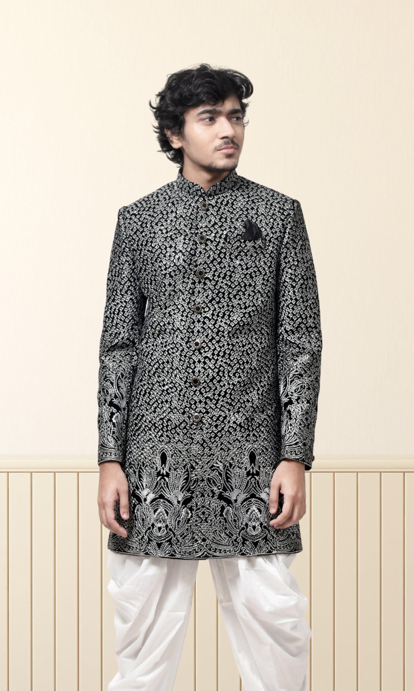 Obsidian Majesty Indo-Western with Auric Weave Detailing