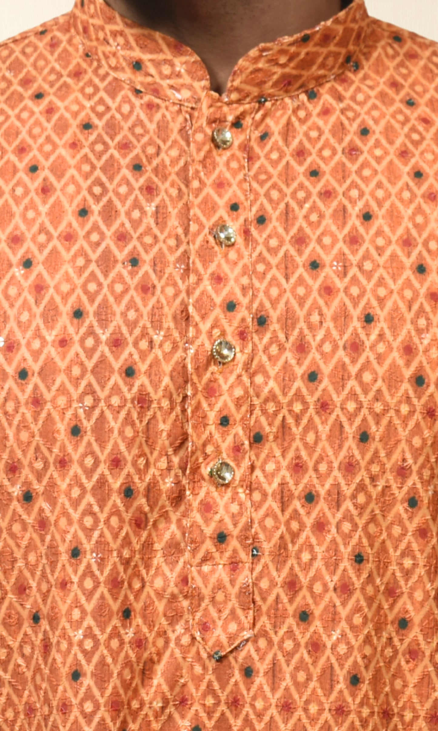 Ember Sienna Terracotta Kurta with Artisanal Borders