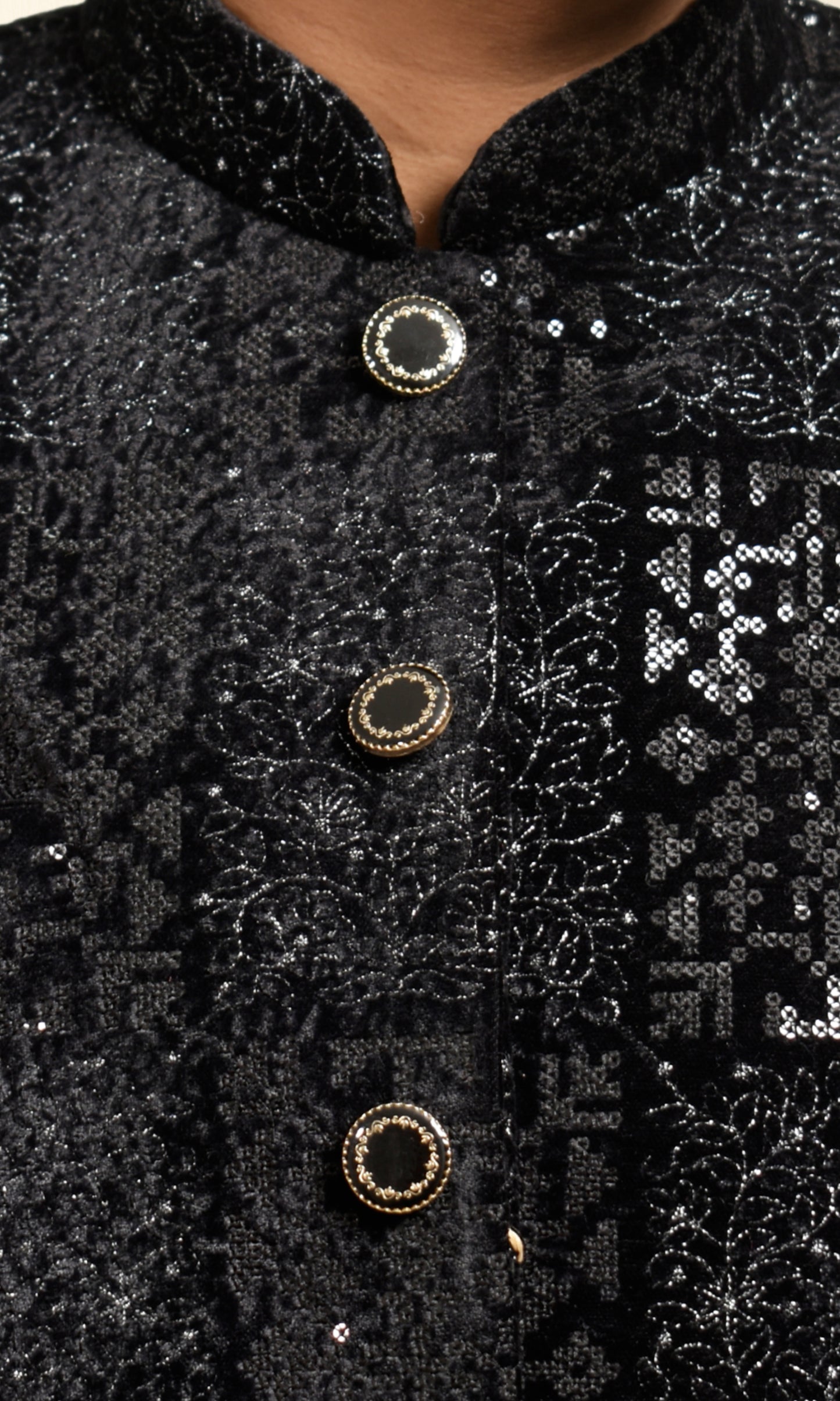 Midnight Royale Black Indo-Western with Opulent Sequins & Intricate Geometric Thread Embroidery