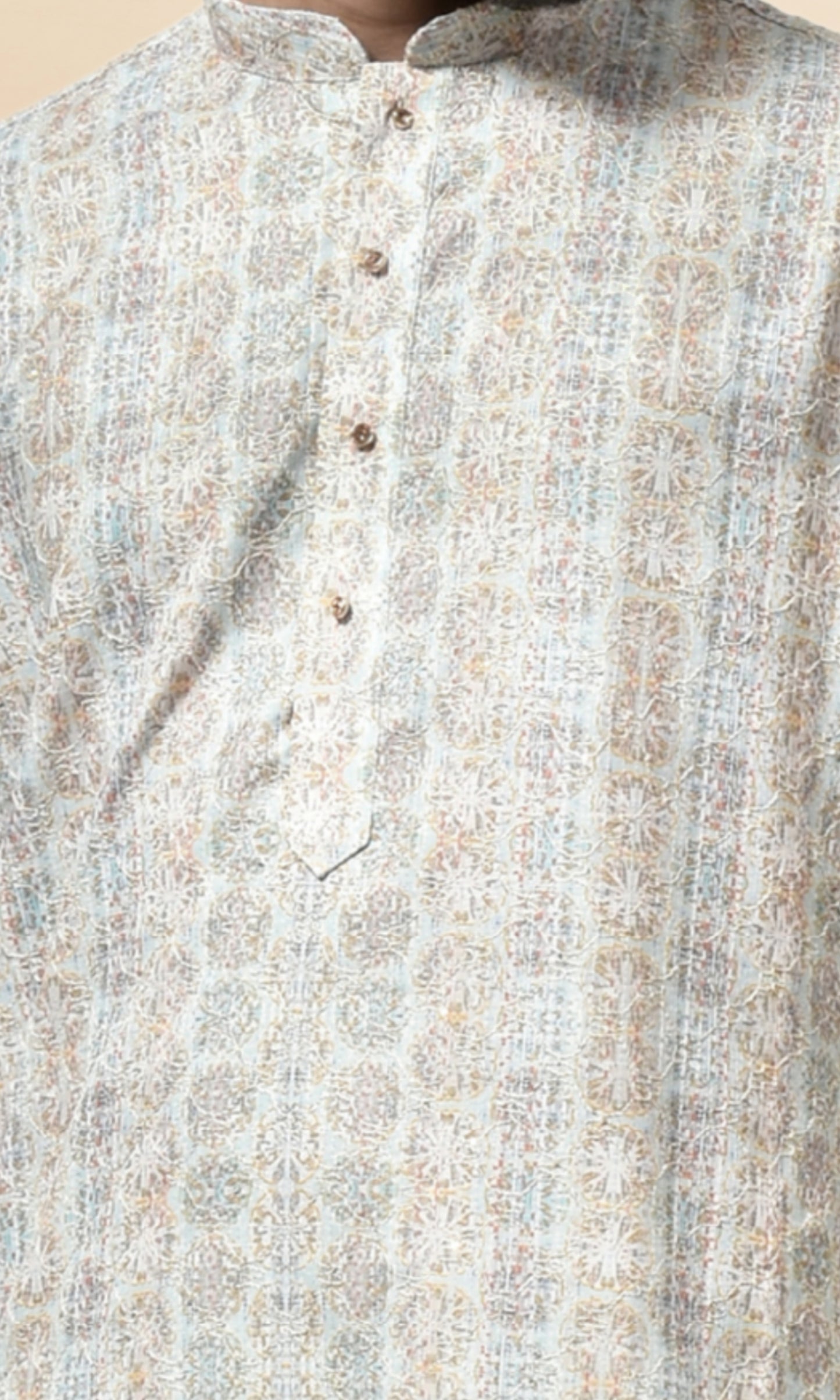 Pastel Subtle Sky Kurta with Delicate Filigree Weave