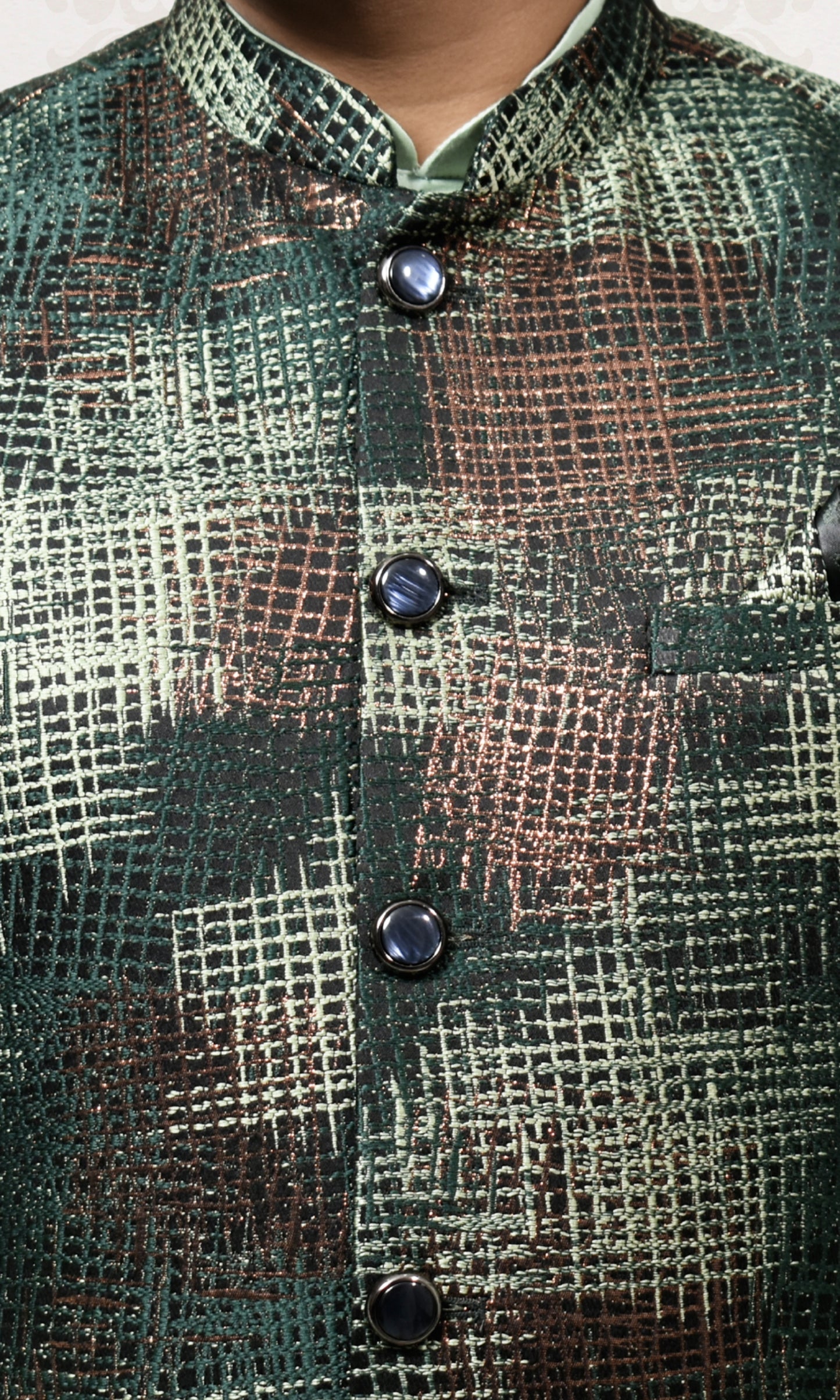 Forest green Jacket with a Shimmering crosshatch design