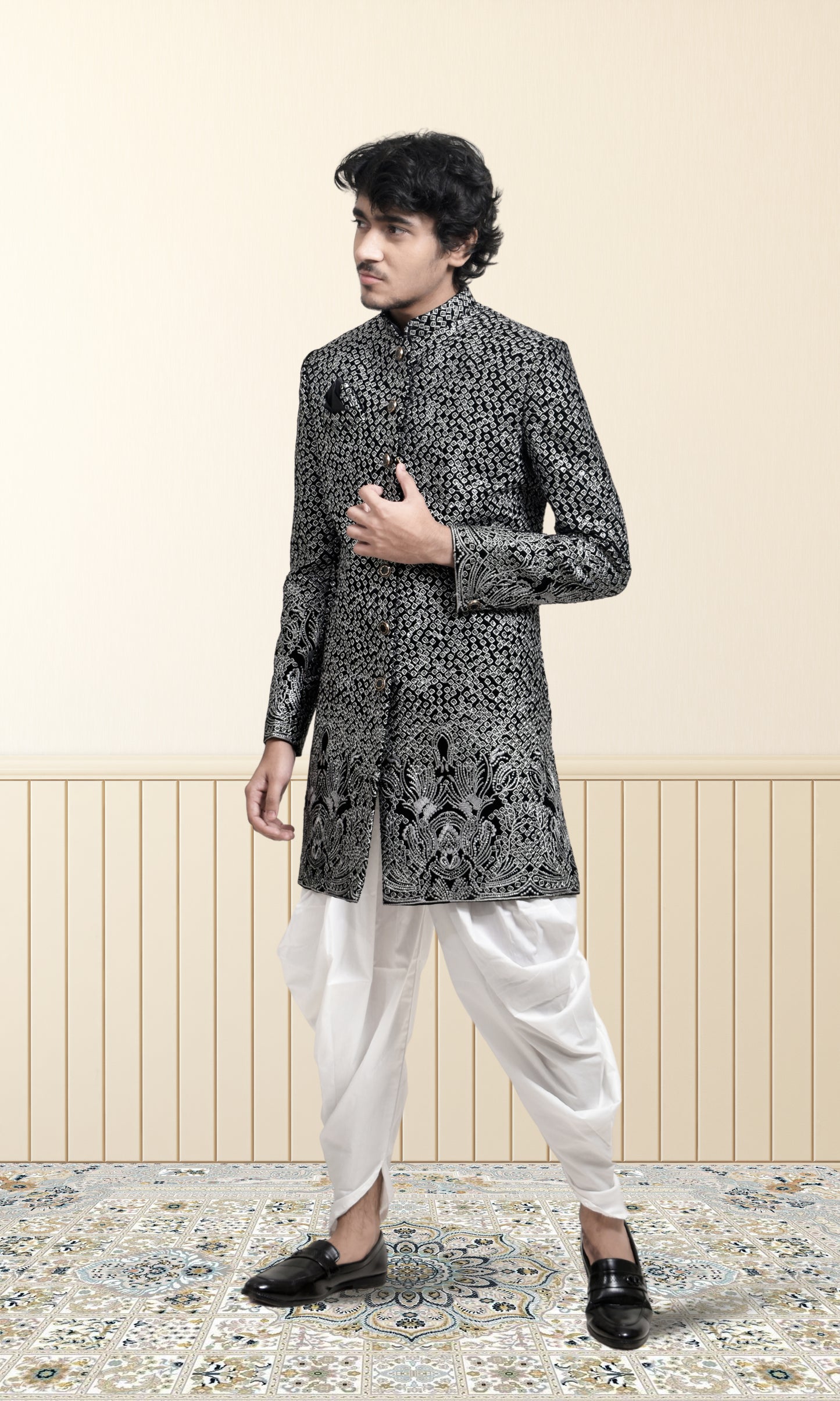 Obsidian Majesty Indo-Western with Auric Weave Detailing