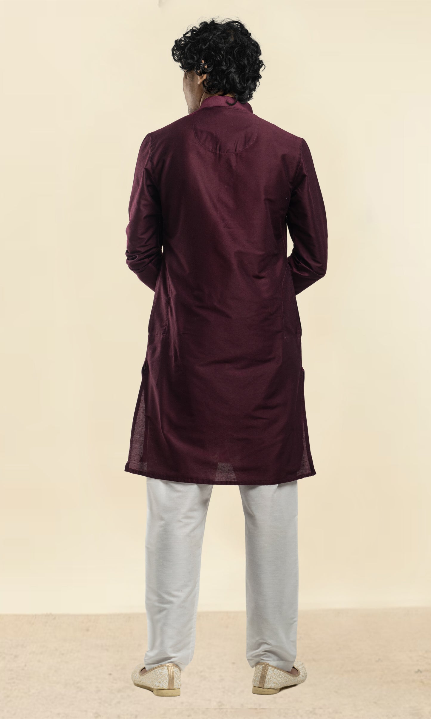 Maroon Solid Kurta