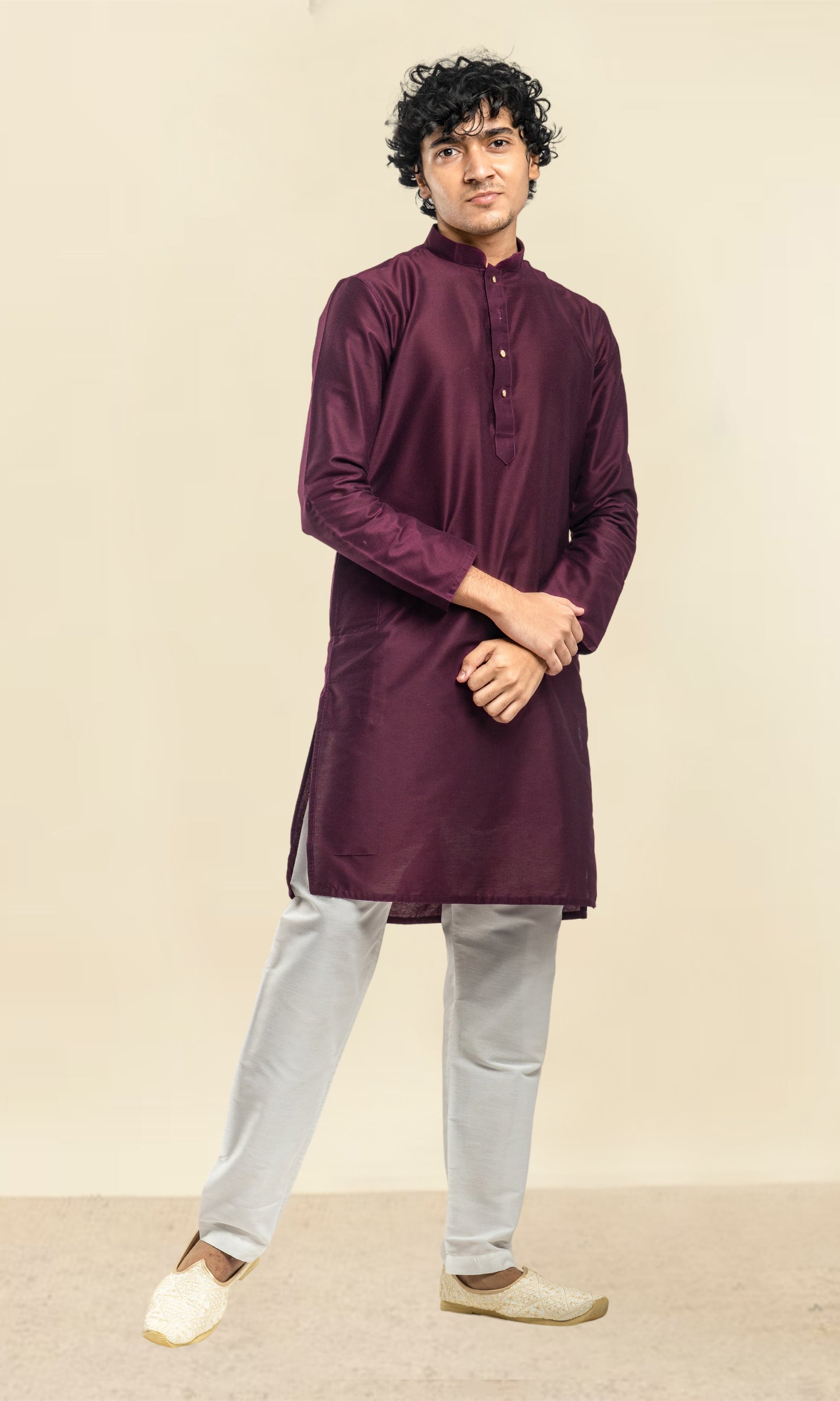 Maroon Solid Kurta