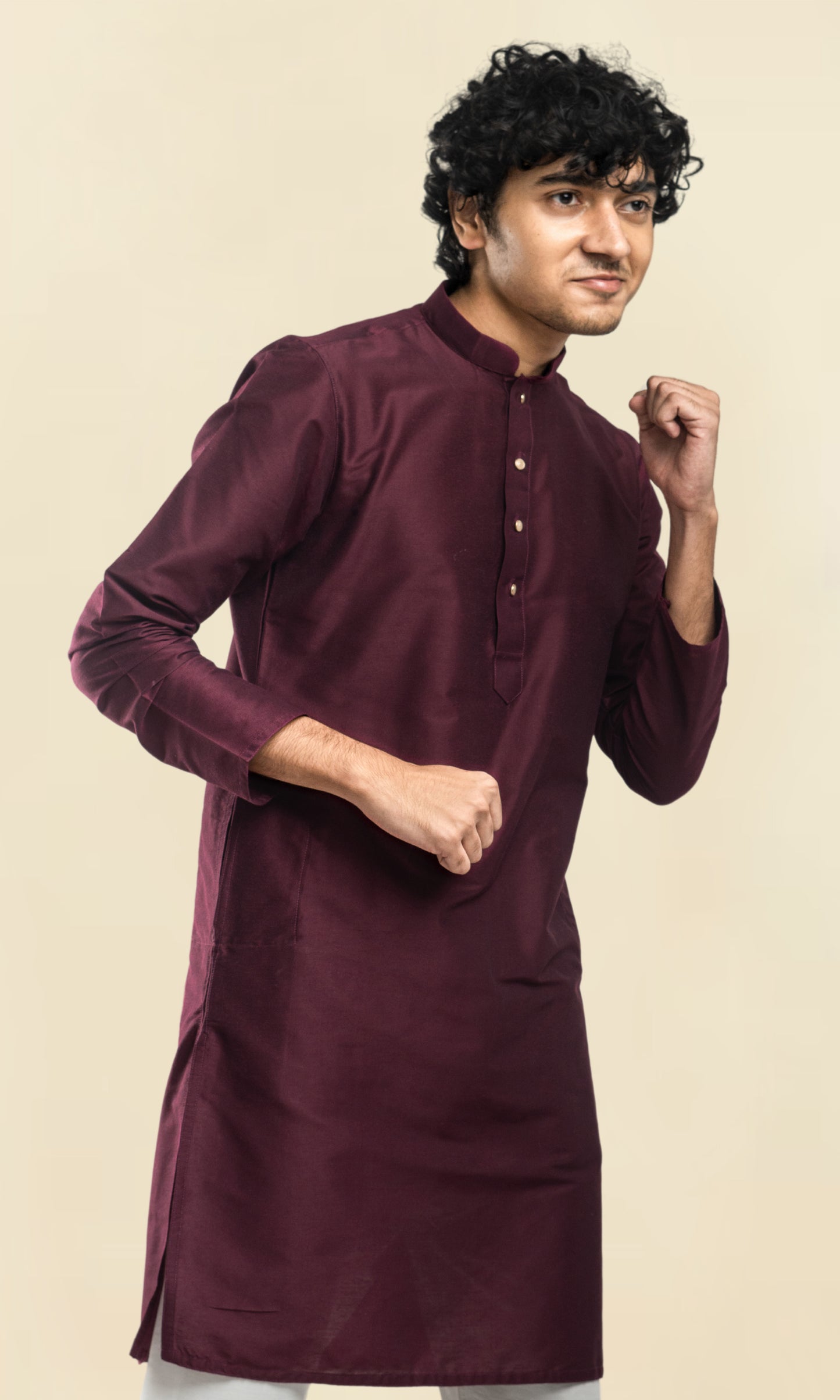 Maroon Solid Kurta