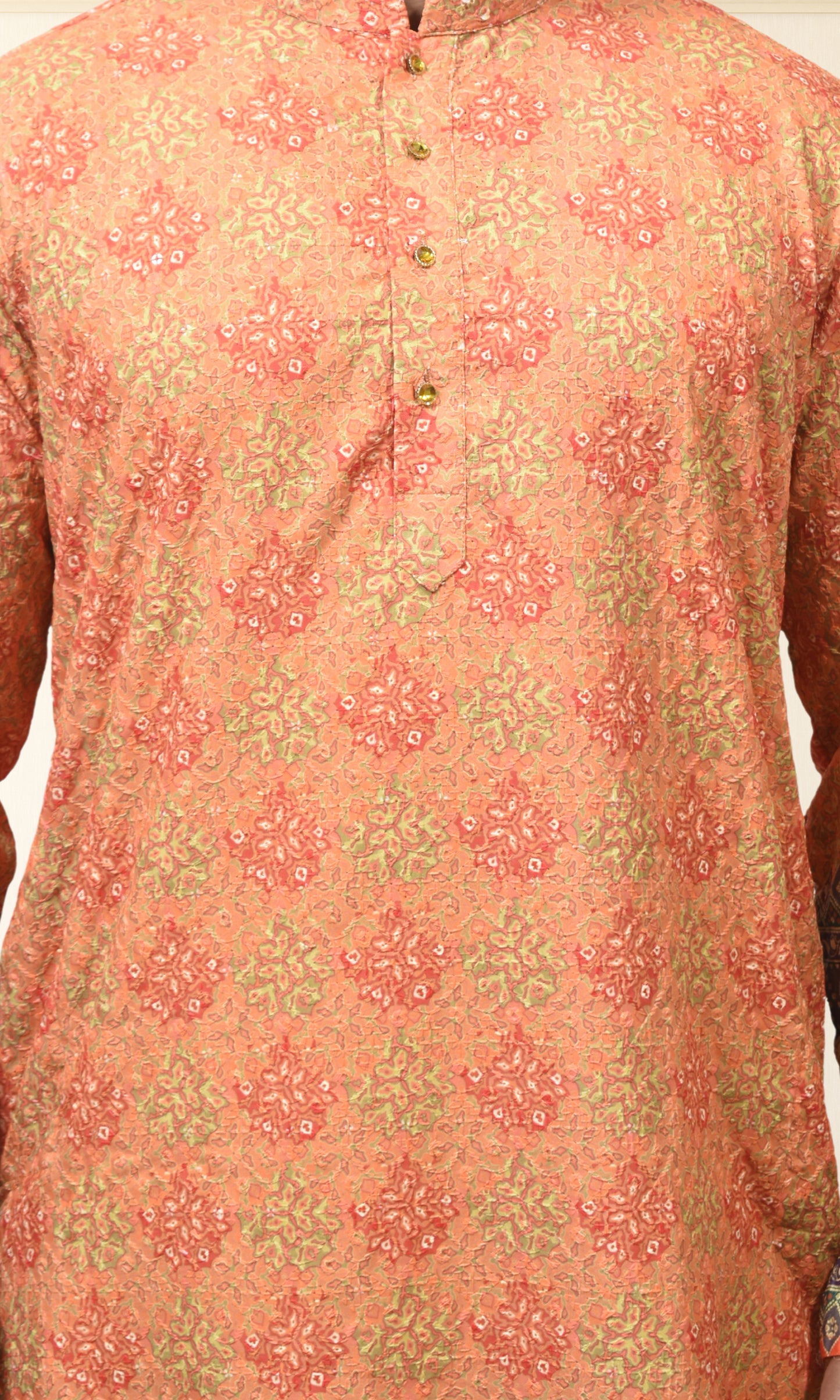 Sunset Saffron Kurta with Ornate Boho Borders