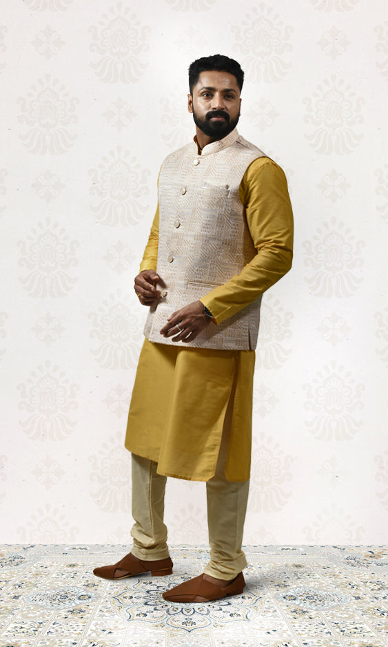 Ivory With Golden Prism Jacket with Enchanted Sequin Weave