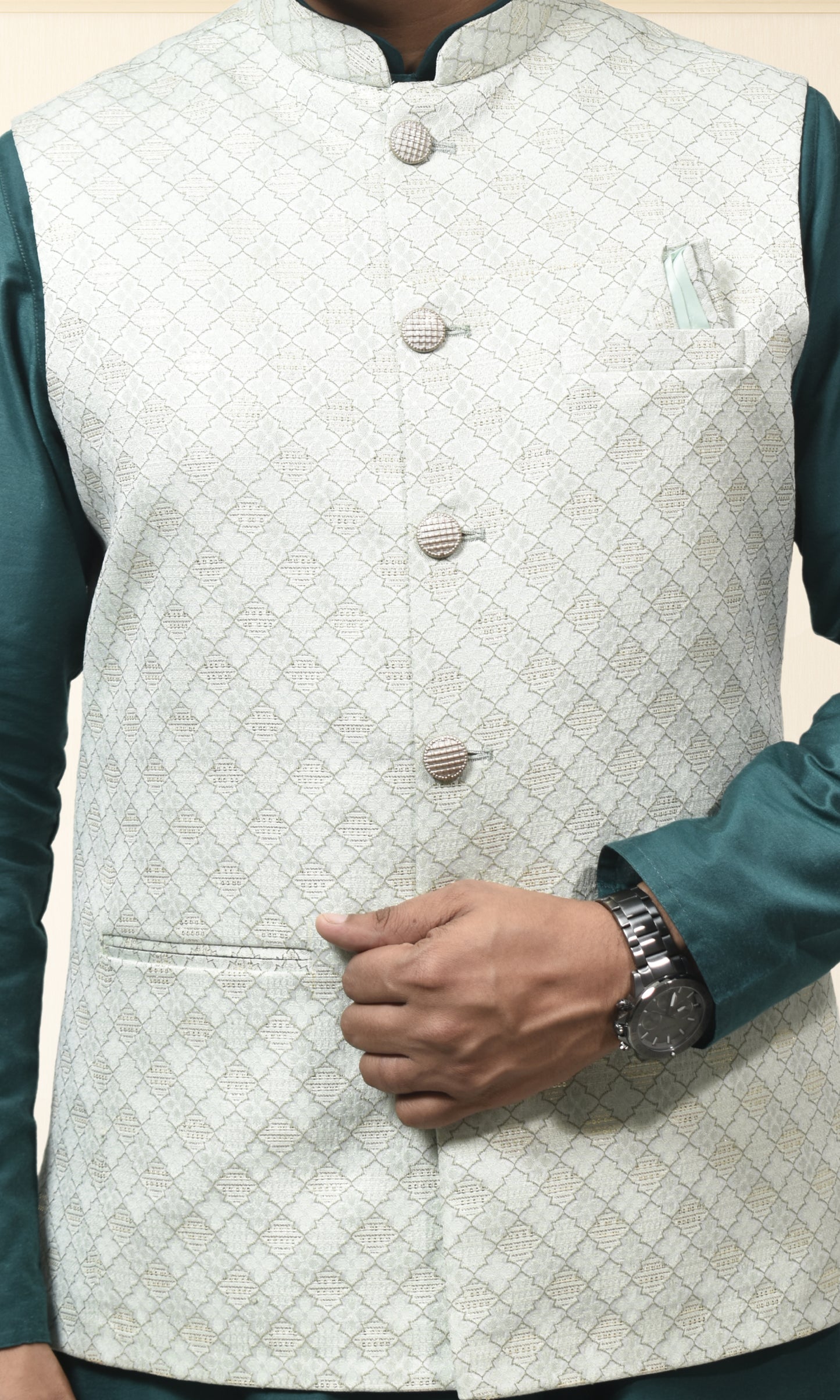 Pista & Minty Green Indo-Western with Ornate Jaal Embroidery