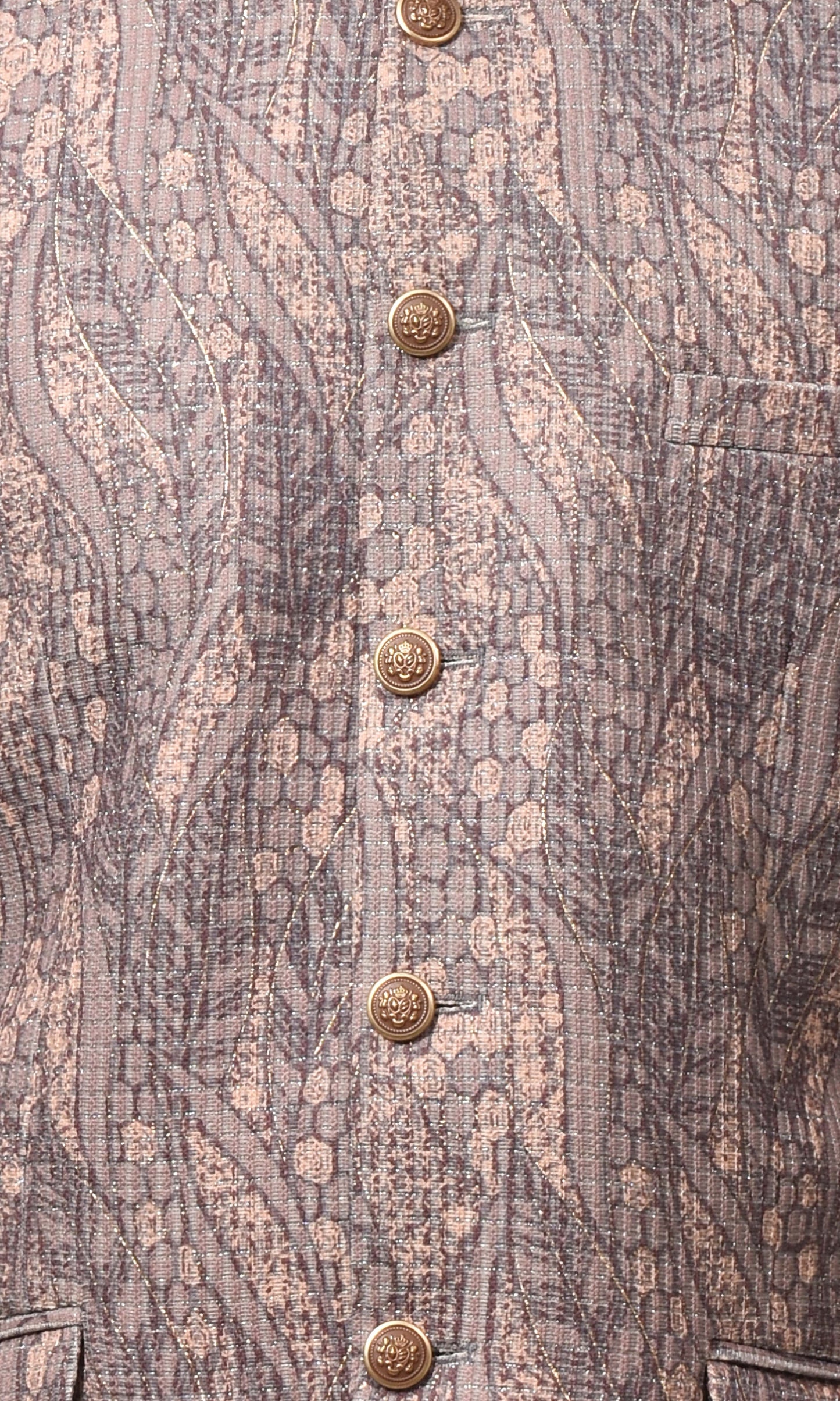 Dusky Lavender Embossed Bandhgala with Rustic Gold Accents