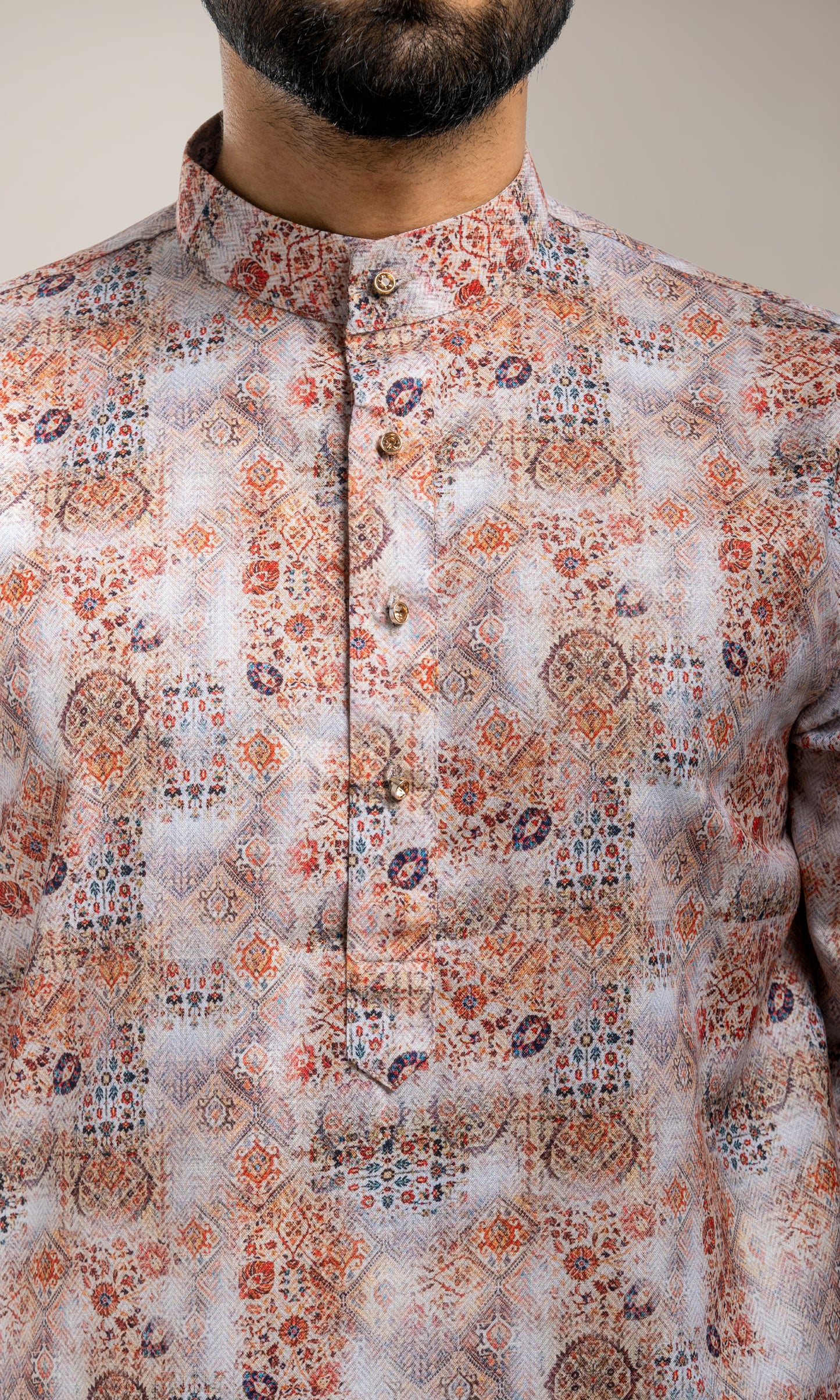 RED SHADED KURTA WITH PRINTED FLORAL MOTIFS