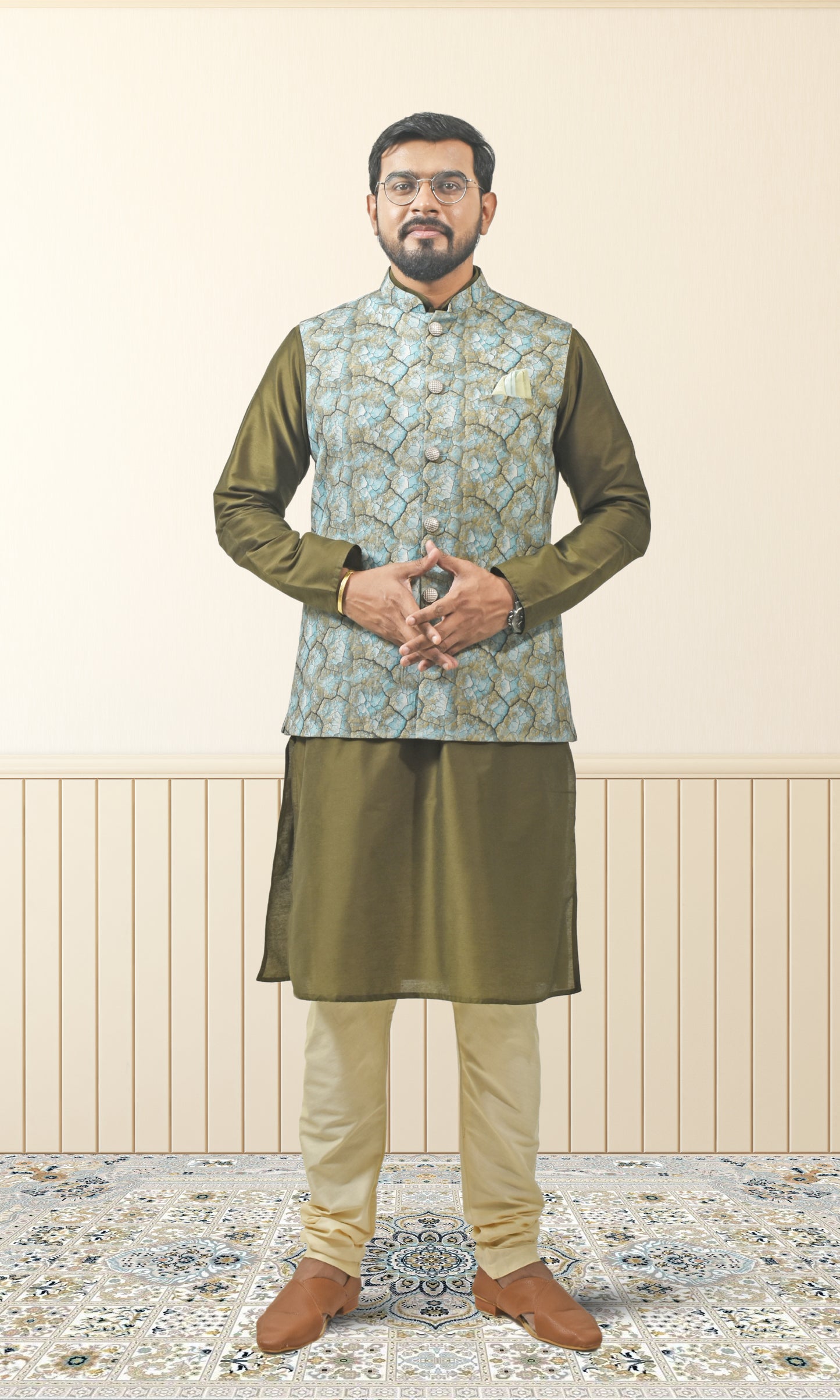 Mystic Teal Verdant Riftstone Jacket with Luminescent Gold Webbing