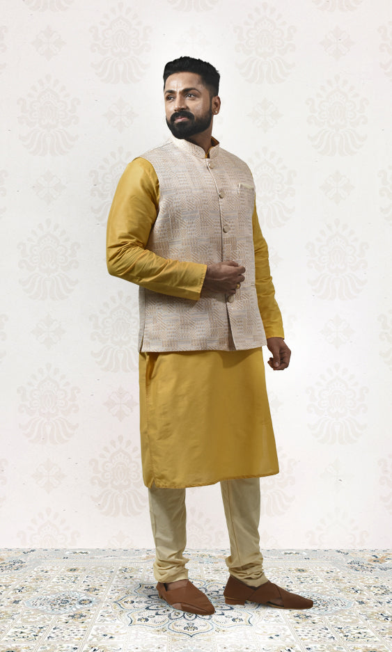 Ivory With Golden Prism Jacket with Enchanted Sequin Weave