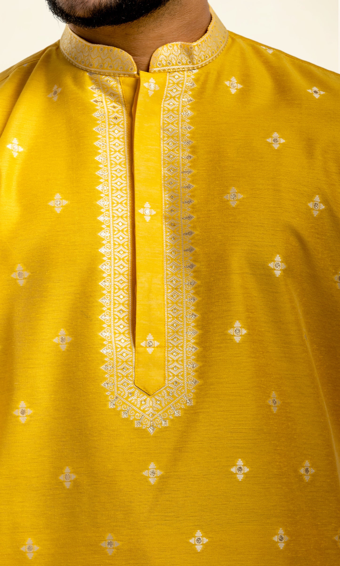 PINEAPPLE YELLOW GOLDEN ETHNIC MOTIFS WEAVED KURTA