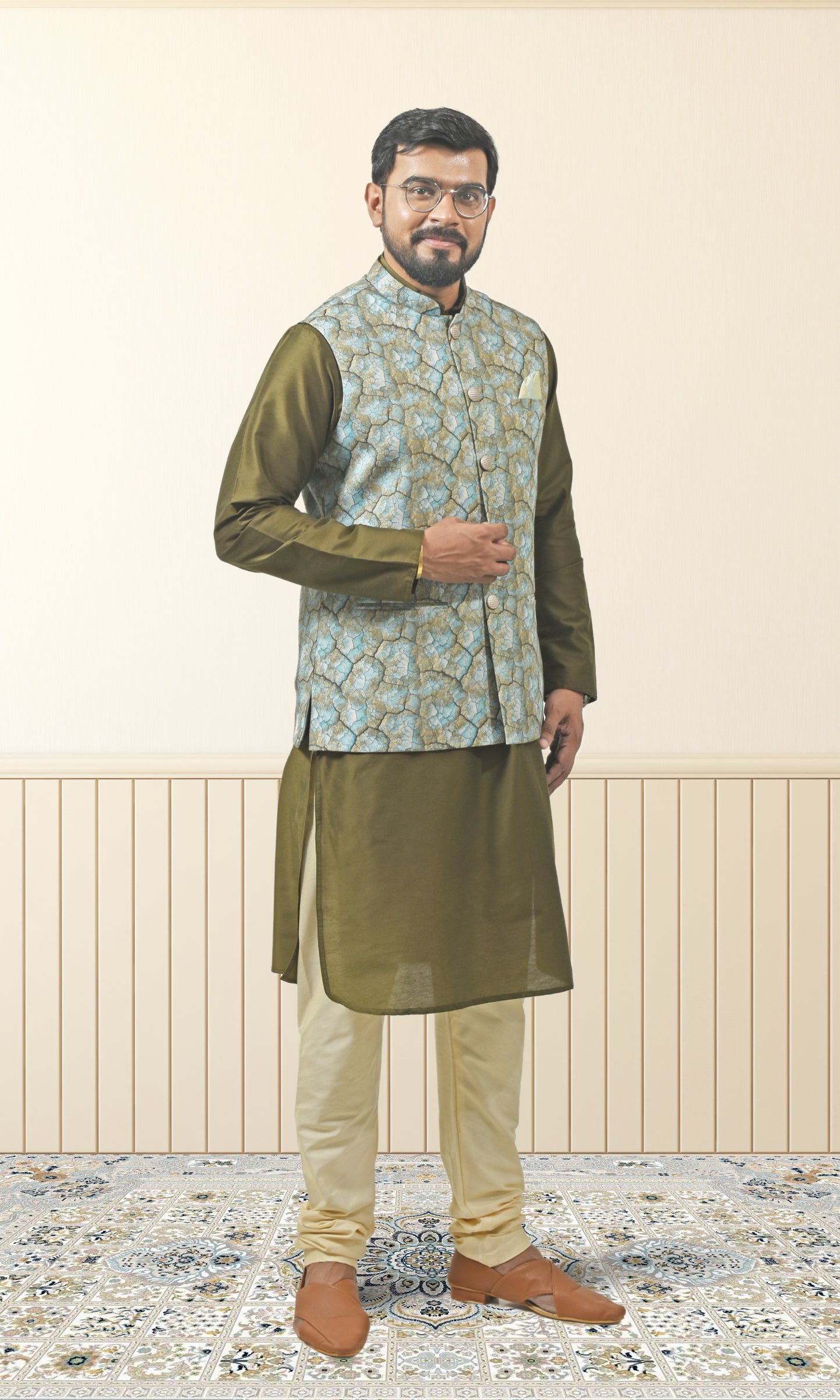 Mystic Teal Verdant Riftstone Jacket with Luminescent Gold Webbing