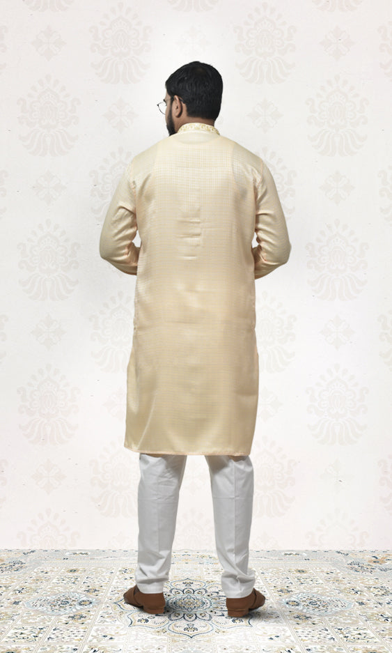 Sunlit Ivory Radiance Kurta with Floral Embroidery