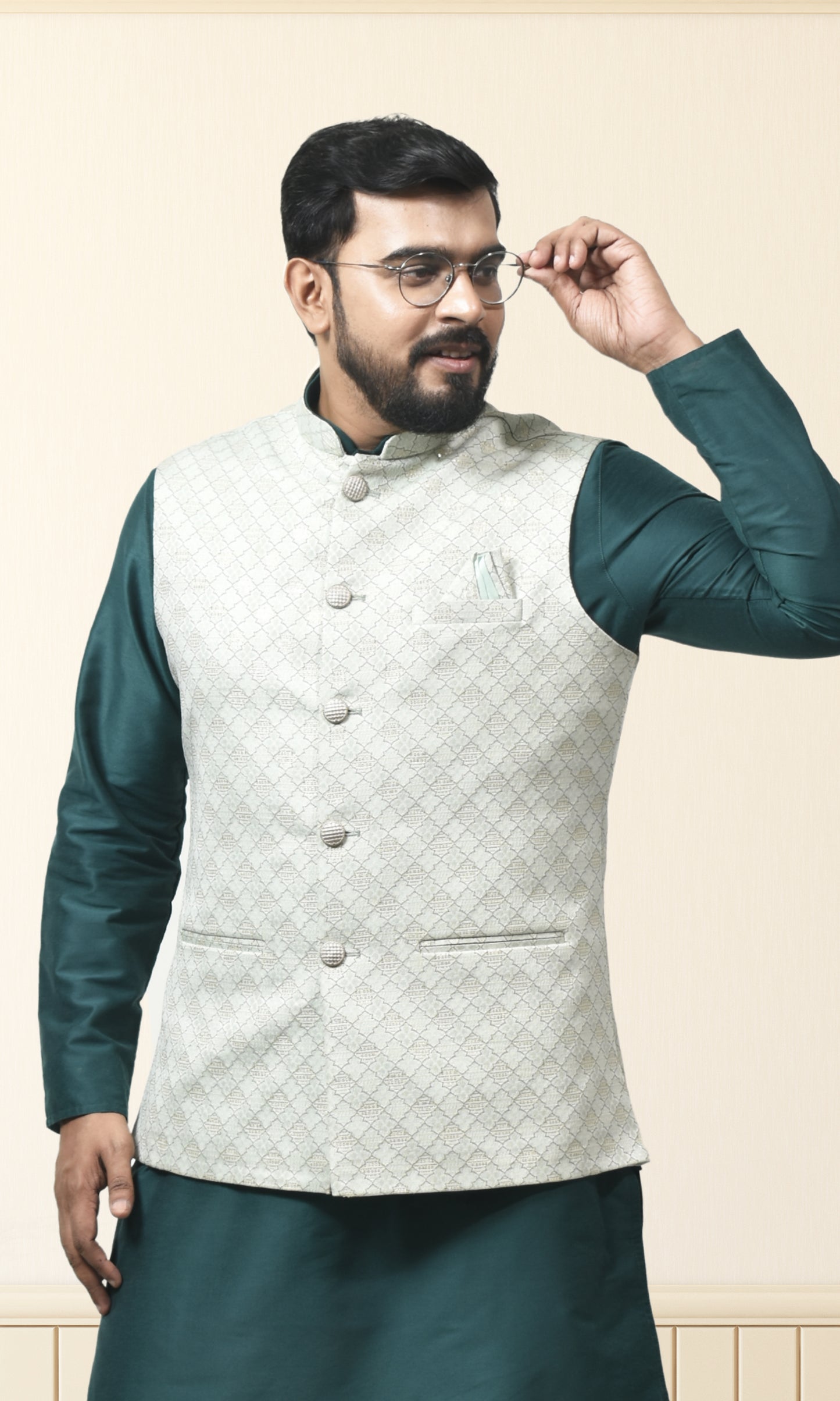Pista & Minty Green Indo-Western with Ornate Jaal Embroidery