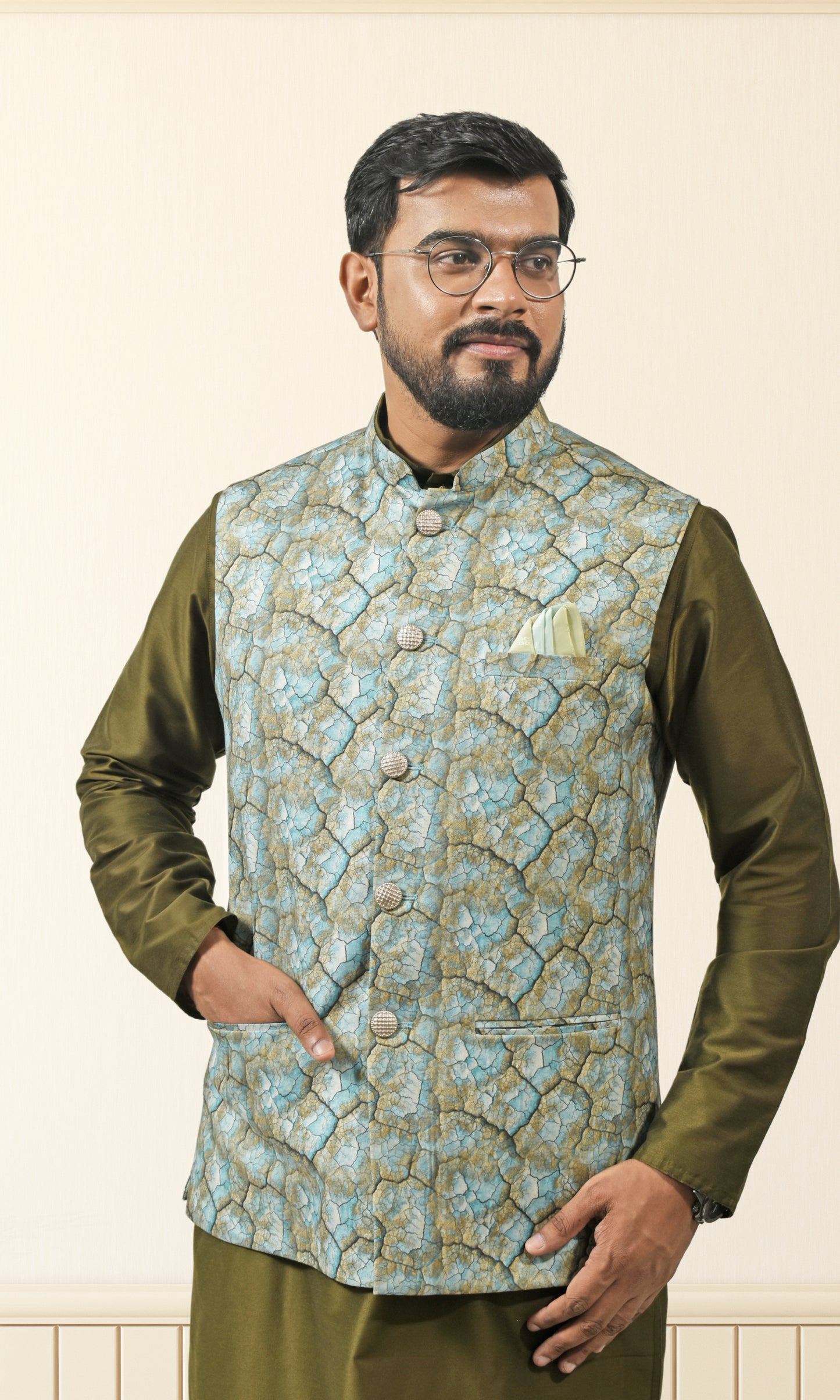 Mystic Teal Verdant Riftstone Jacket with Luminescent Gold Webbing