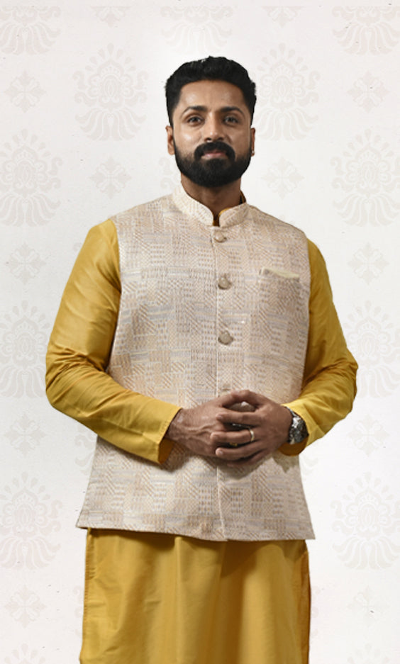 Ivory With Golden Prism Jacket with Enchanted Sequin Weave