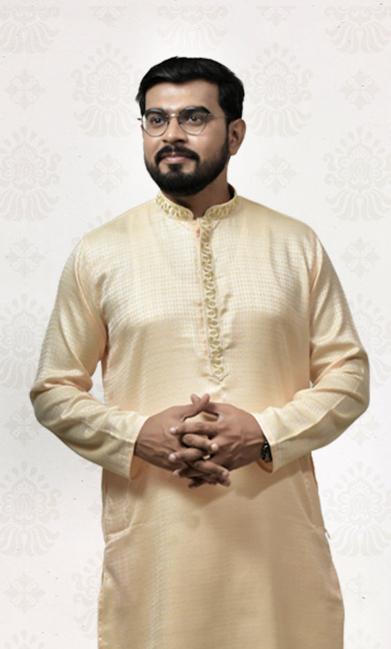 Sunlit Ivory Radiance Kurta with Floral Embroidery