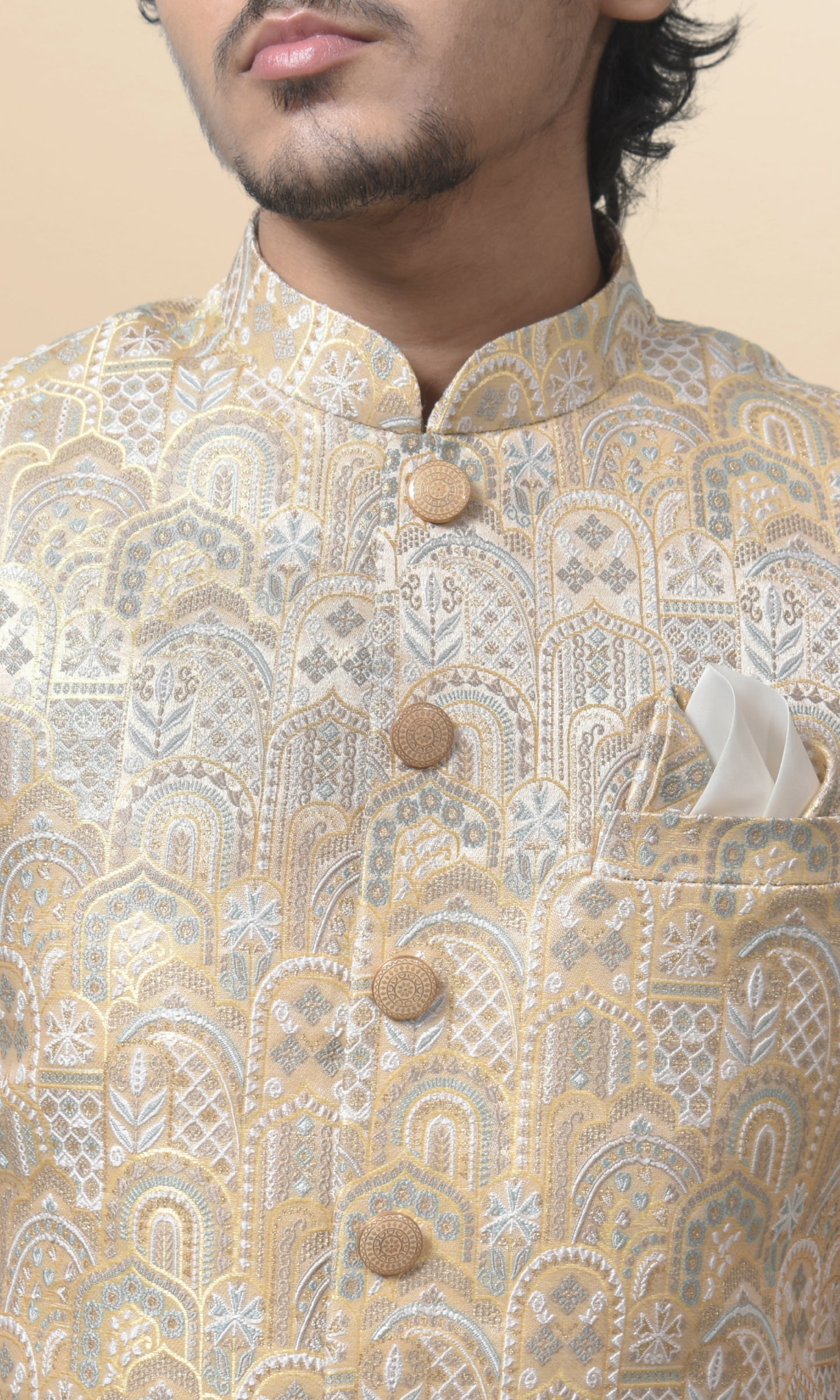 Ivory Kesar Indo-Western with Ethereal Architectural Weaving