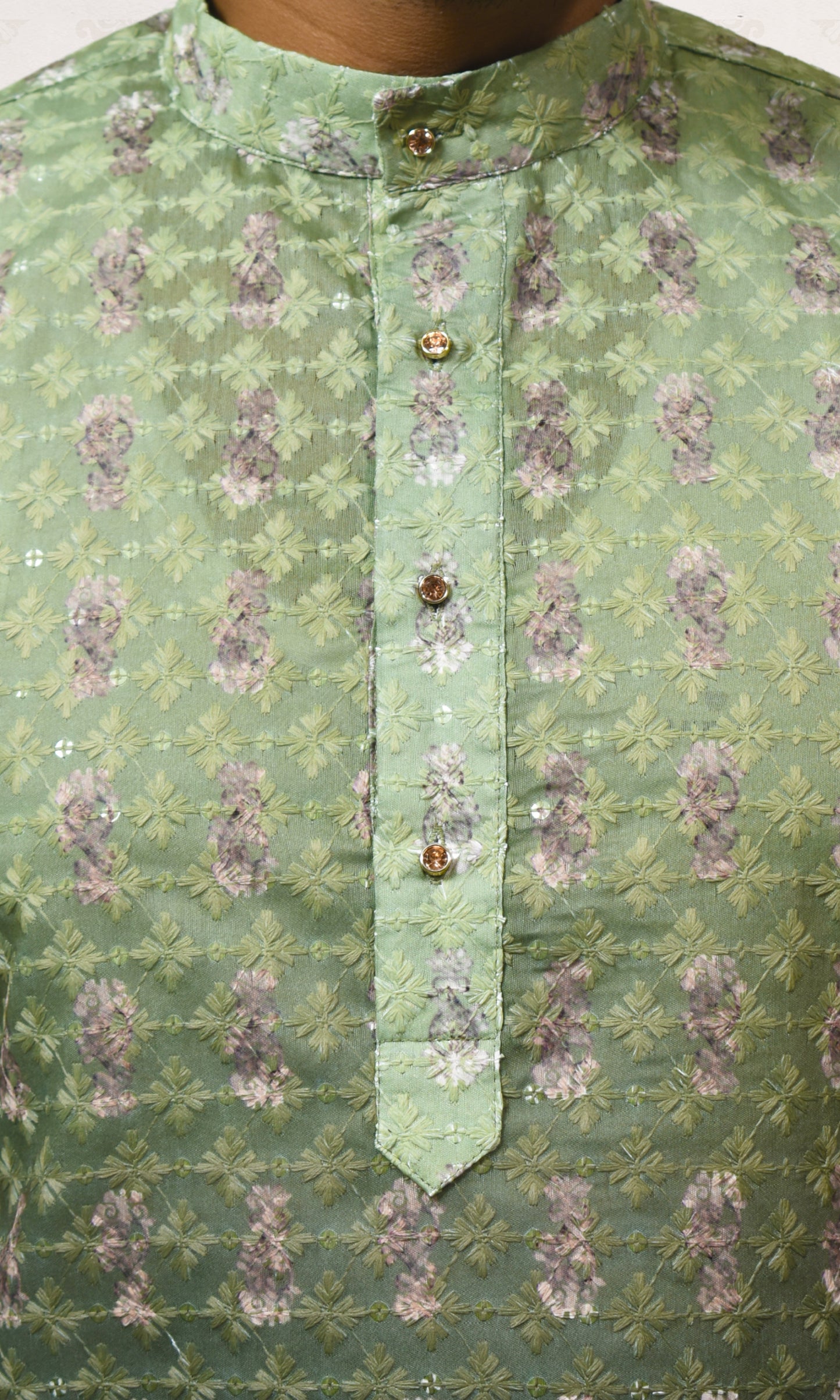Obsidian-to-Olive Shadowleaf Ombre Kurta with Regal Threadwork And Butta Embellishments
