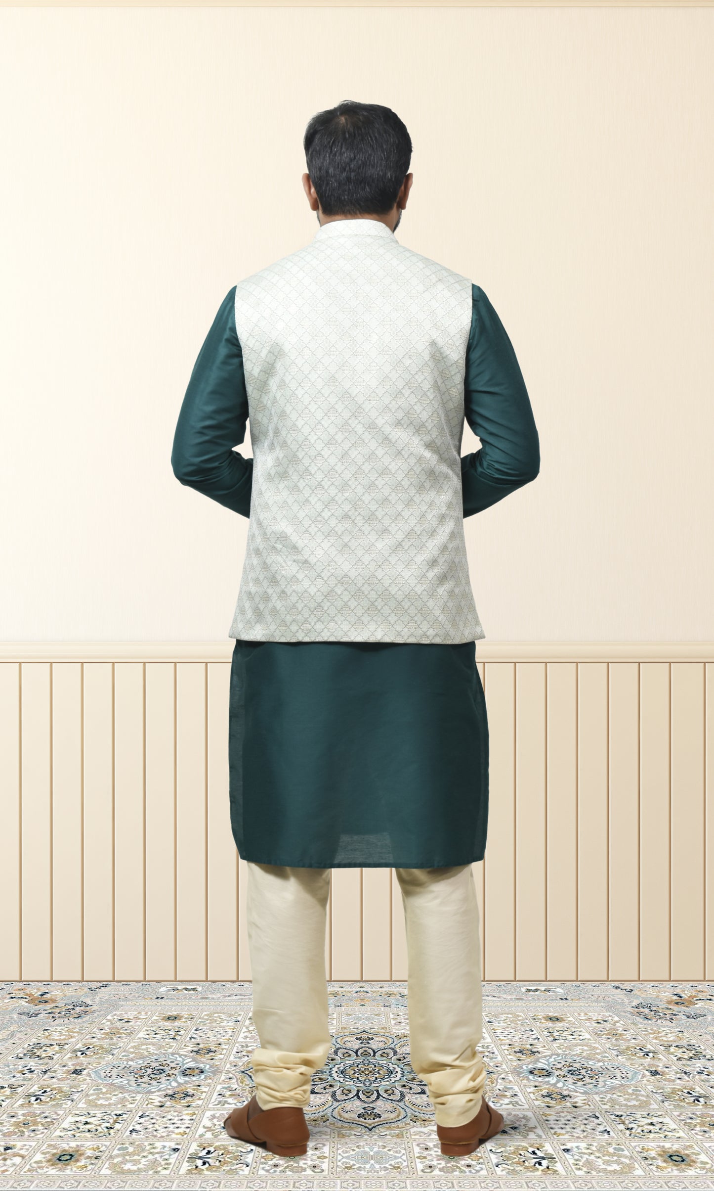 Pista & Minty Green Indo-Western with Ornate Jaal Embroidery