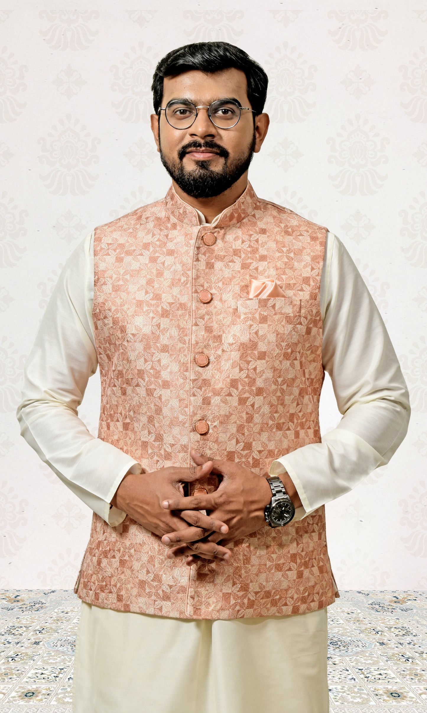 Dusky Petal Jacket with Heritage Floral Detailing