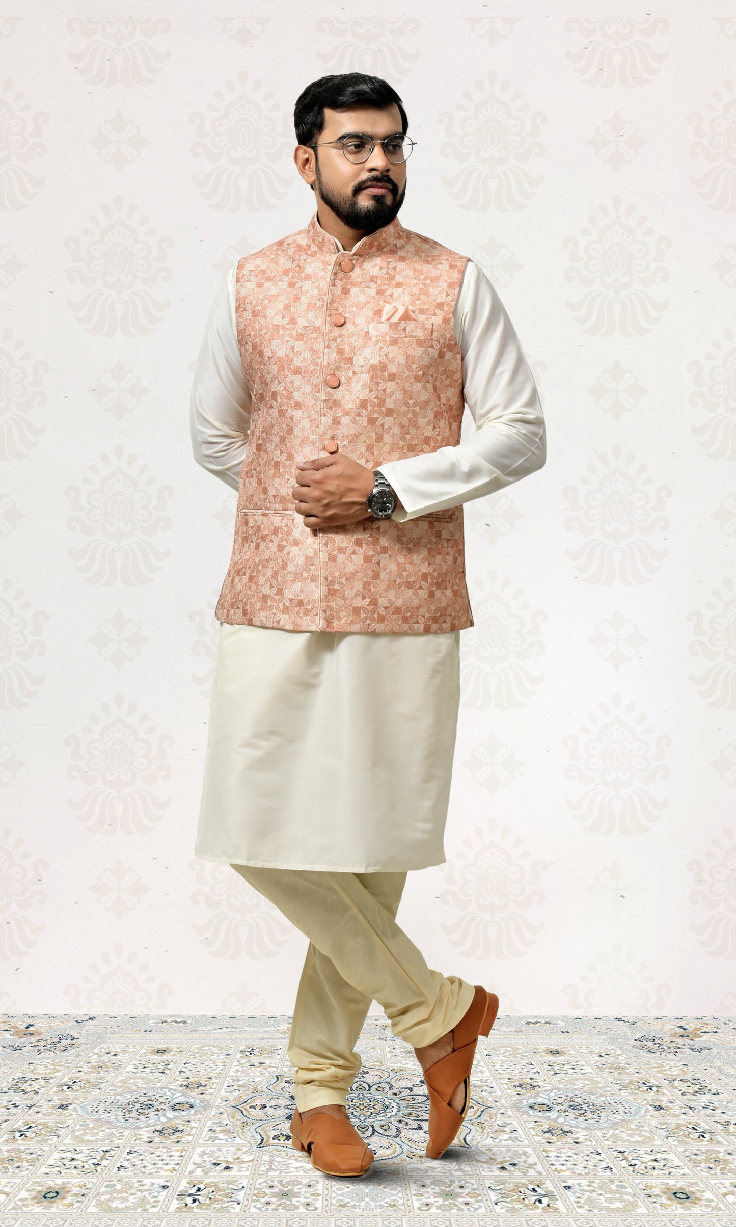 Dusky Petal Jacket with Heritage Floral Detailing