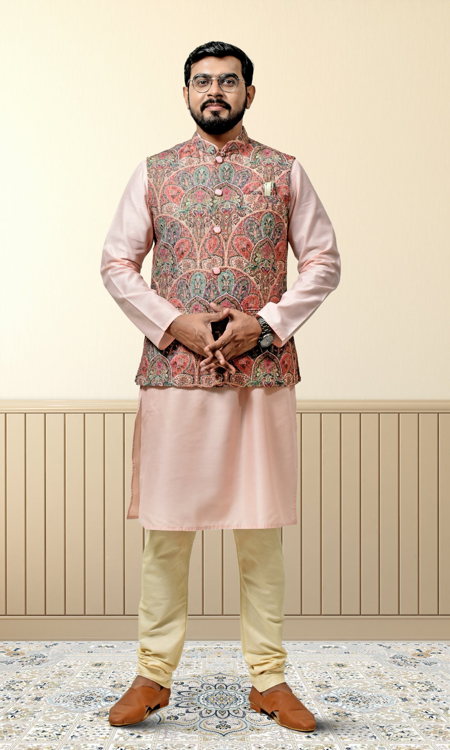 Sunehri Gulbaag Multicoloured Jacket with Opulent Minakari Weaves