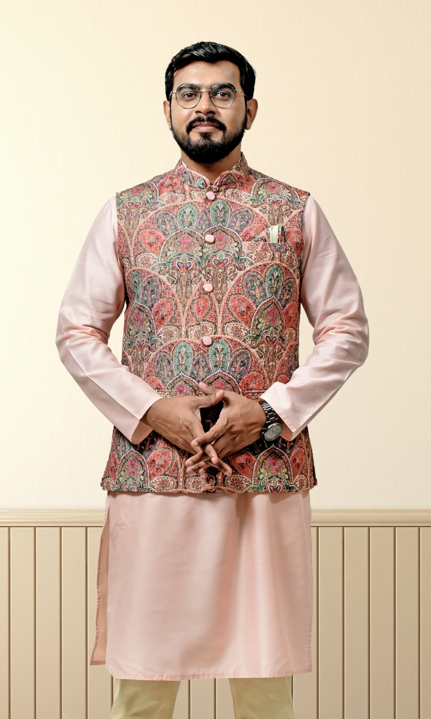 Sunehri Gulbaag Multicoloured Jacket with Opulent Minakari Weaves