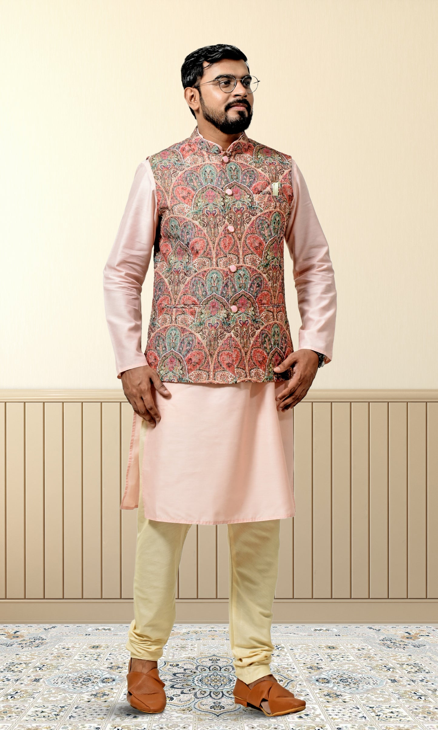 Sunehri Gulbaag Multicoloured Jacket with Opulent Minakari Weaves