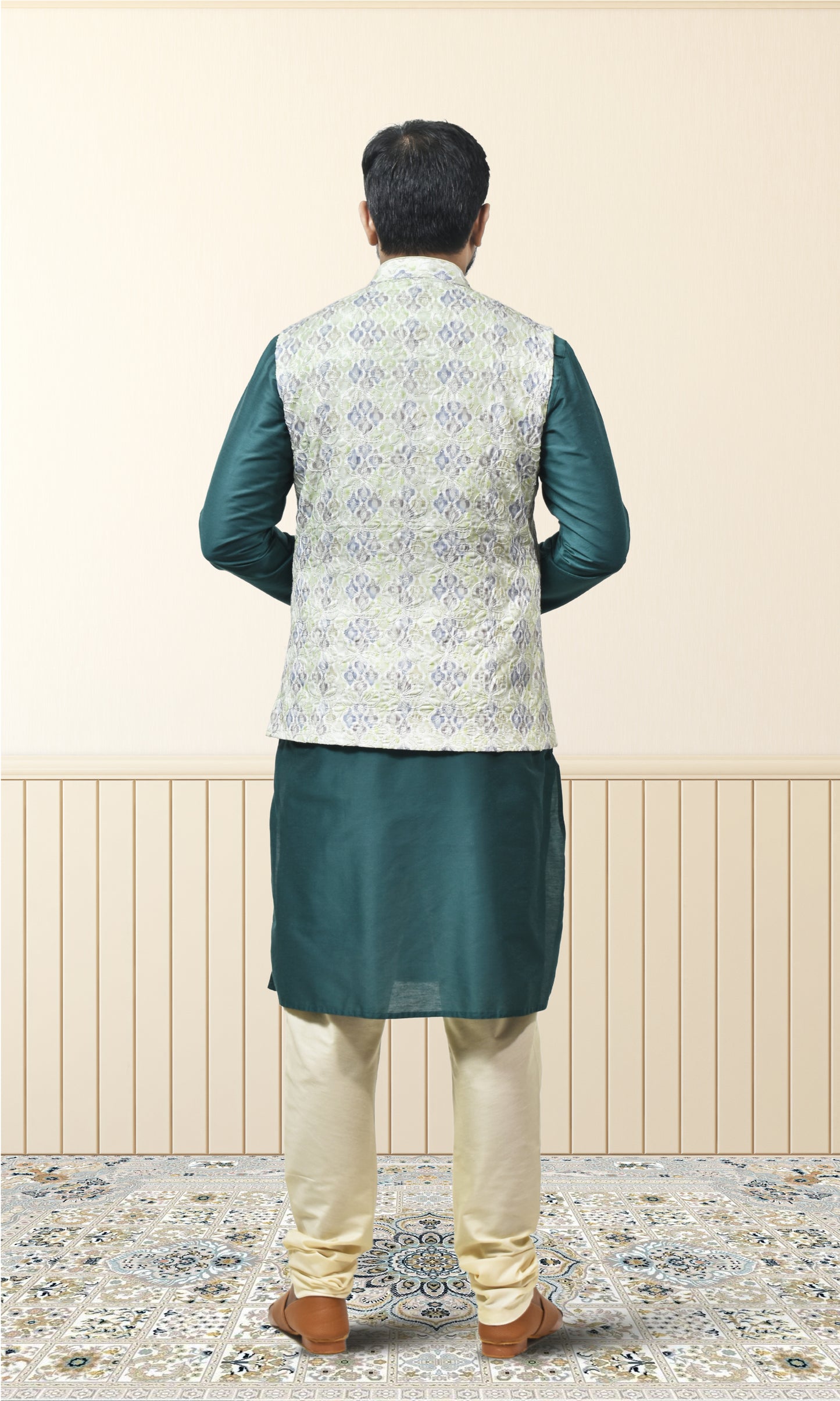 Moonlit Meadow Jacket with Aquatic & Lime Embroidery