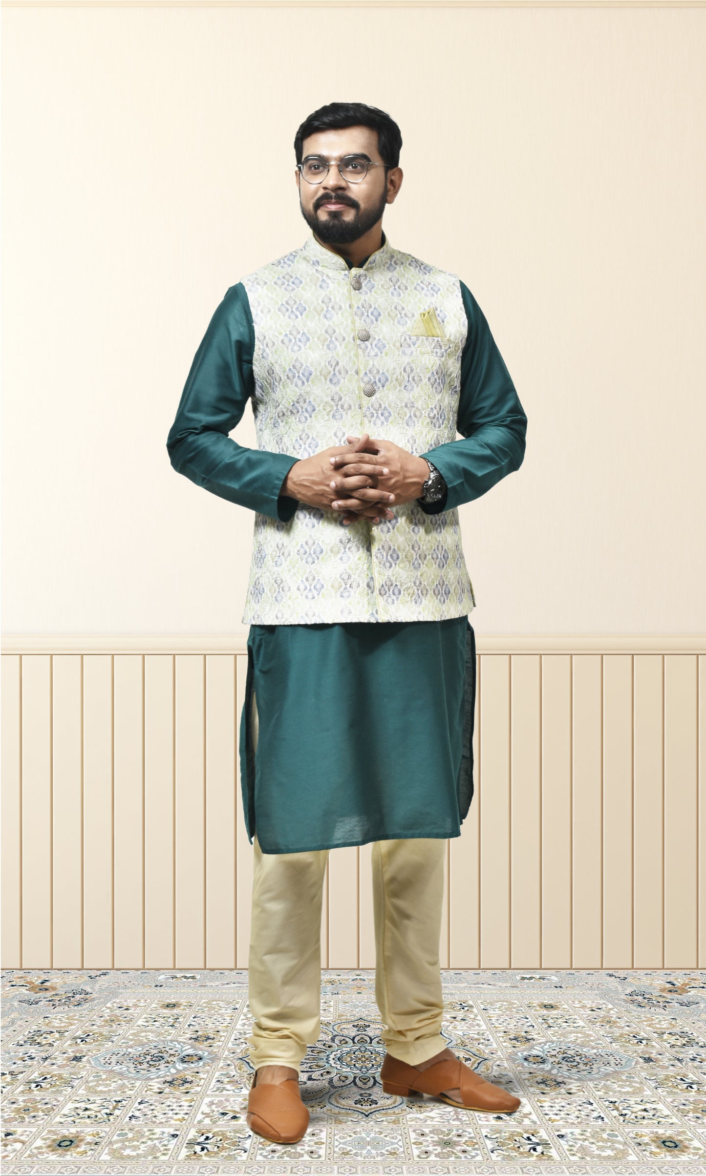 Moonlit Meadow Jacket with Aquatic & Lime Embroidery
